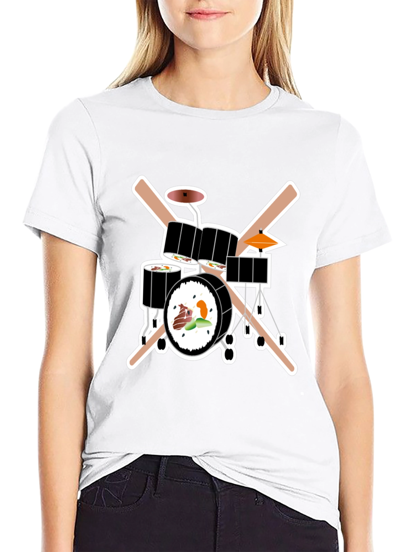 Sushi Drum Set T-Shirt - Black Cotton Tee