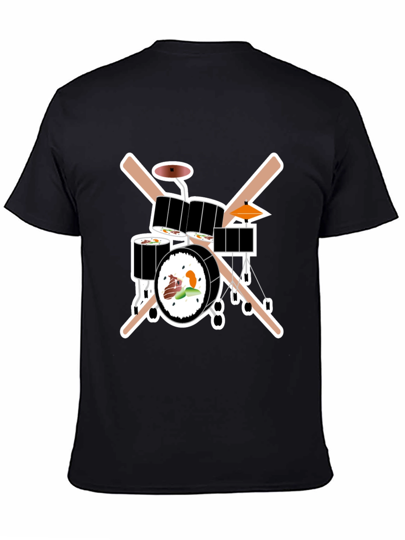 Sushi Drum Set T-Shirt - Black Cotton Tee