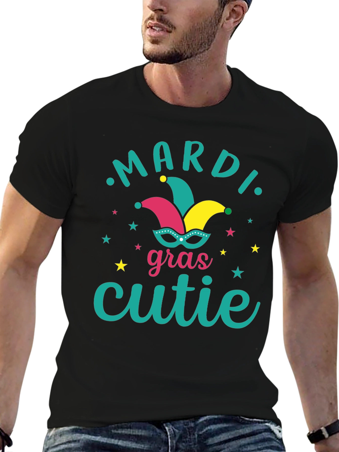 Mardi Gras Cutie T-Shirt Black Festive Graphic Tee