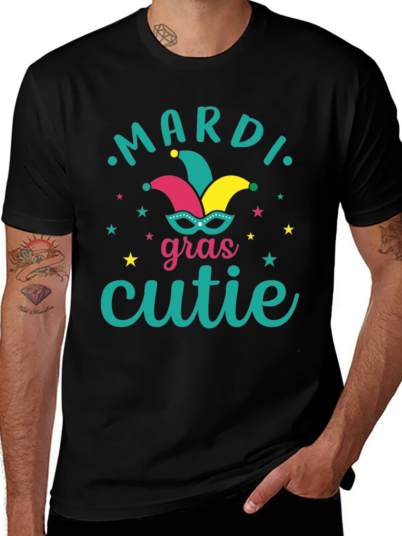Mardi Gras Cutie T-Shirt Black Festive Graphic Tee