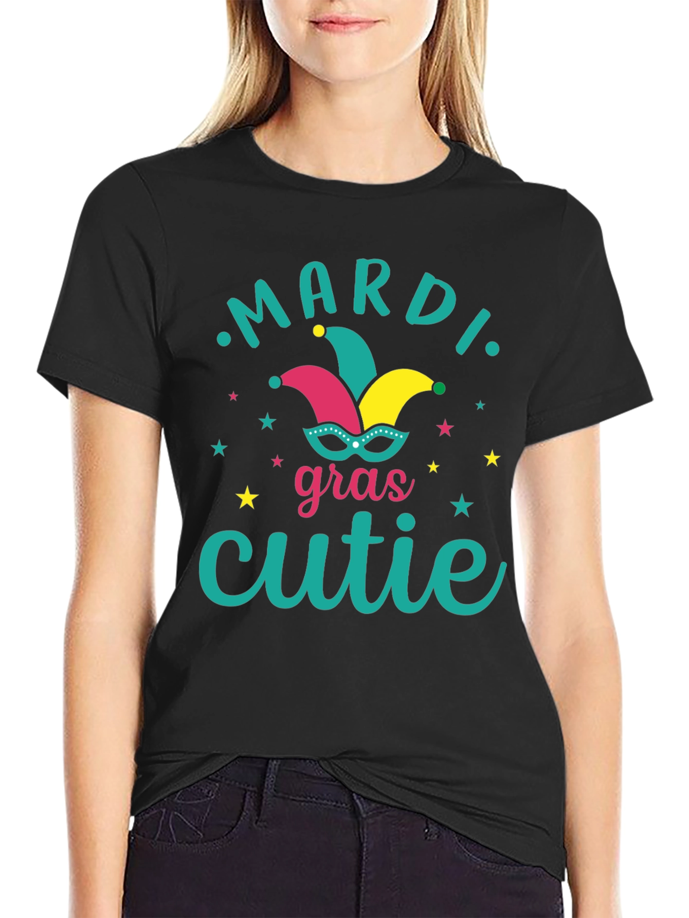 Mardi Gras Cutie T-Shirt Black Festive Graphic Tee