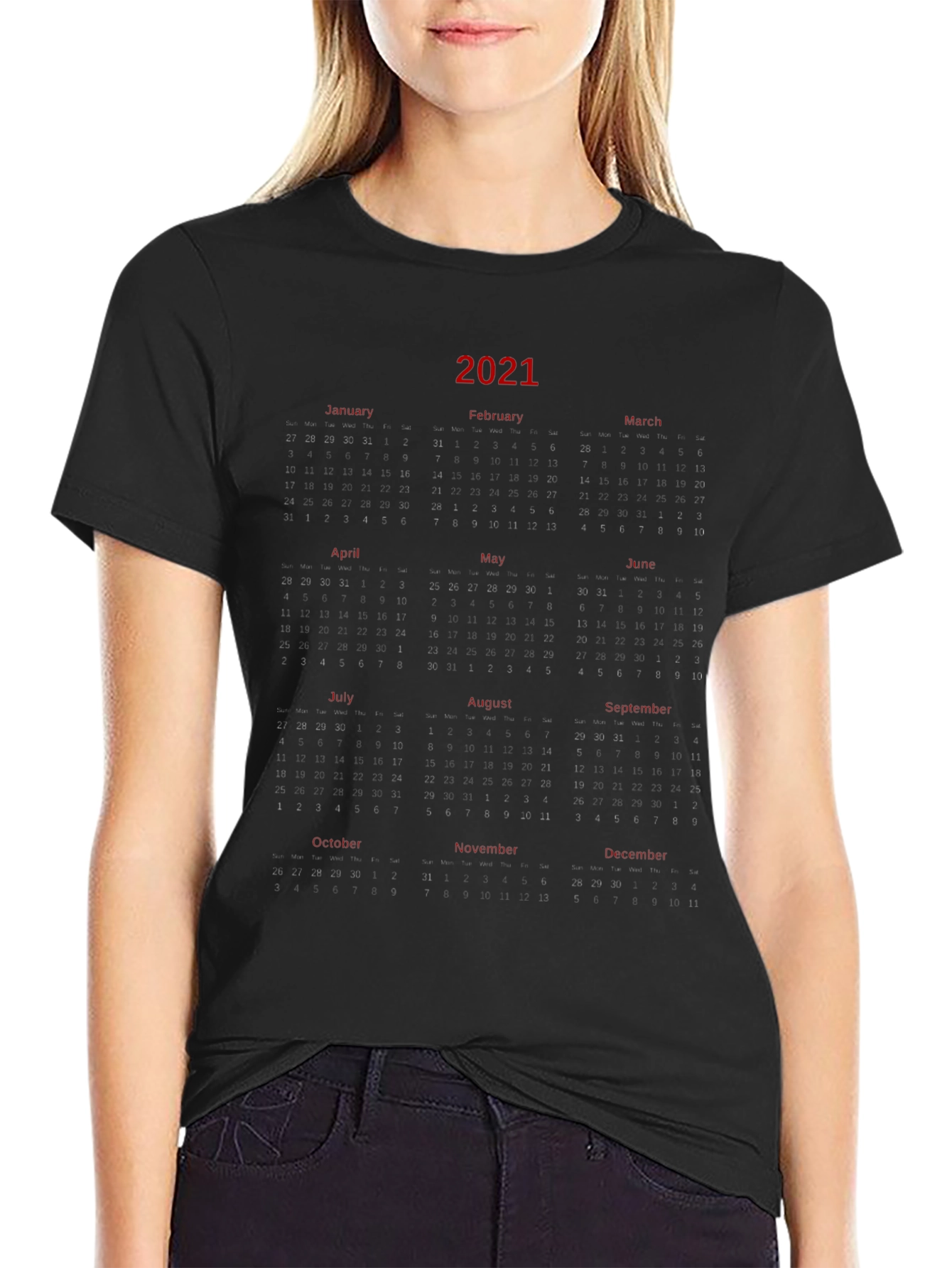 2021 Calendar Graphic Print T-Shirt