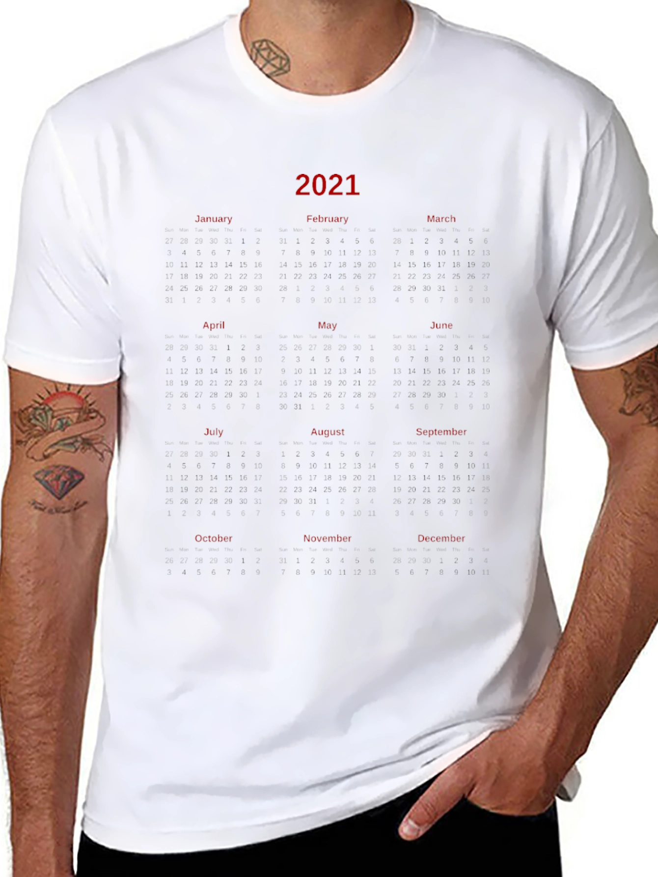 2021 Calendar Graphic Print T-Shirt