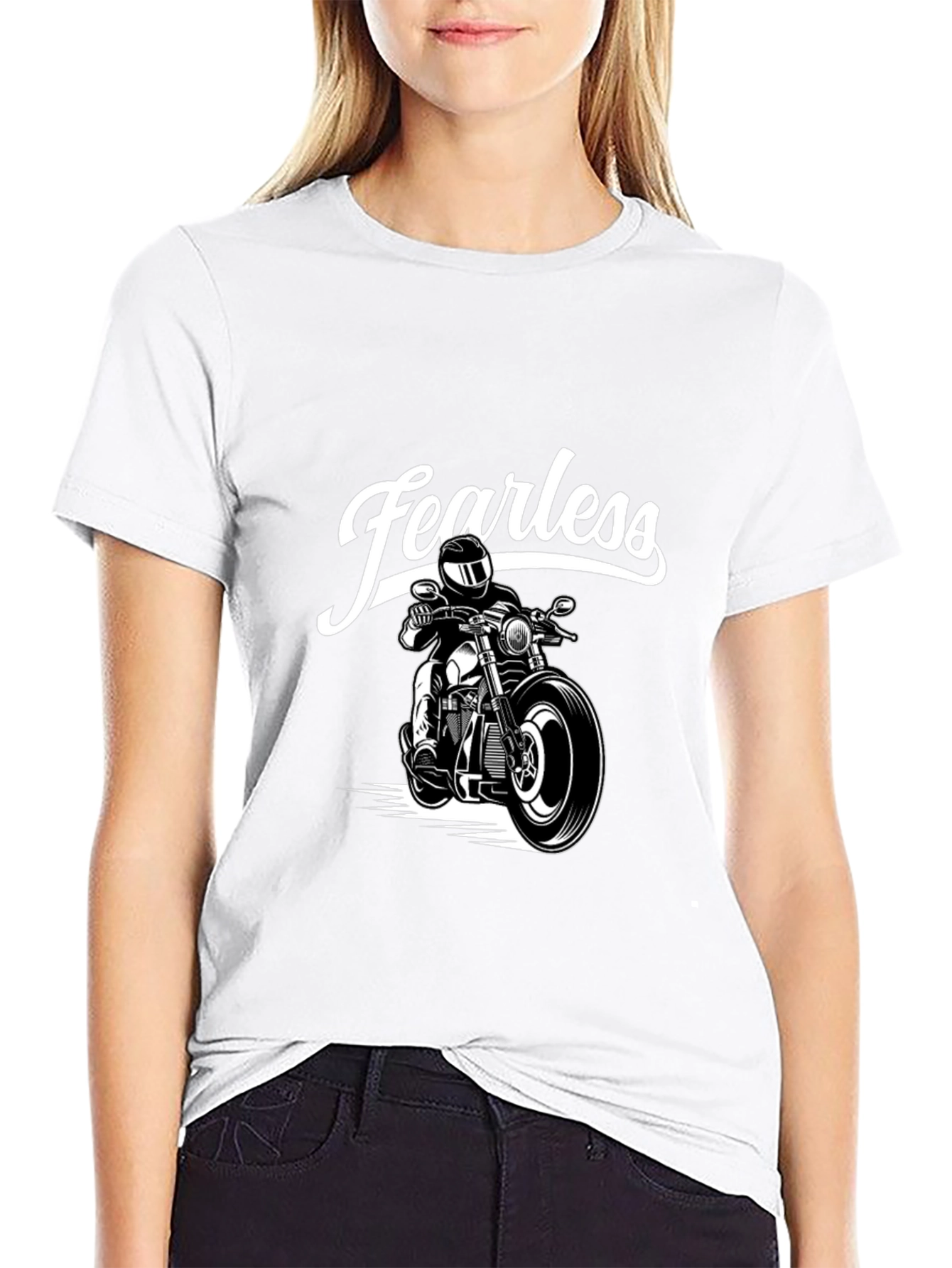 Fearless Motorcycle Rider Black Graphic T-Shirt