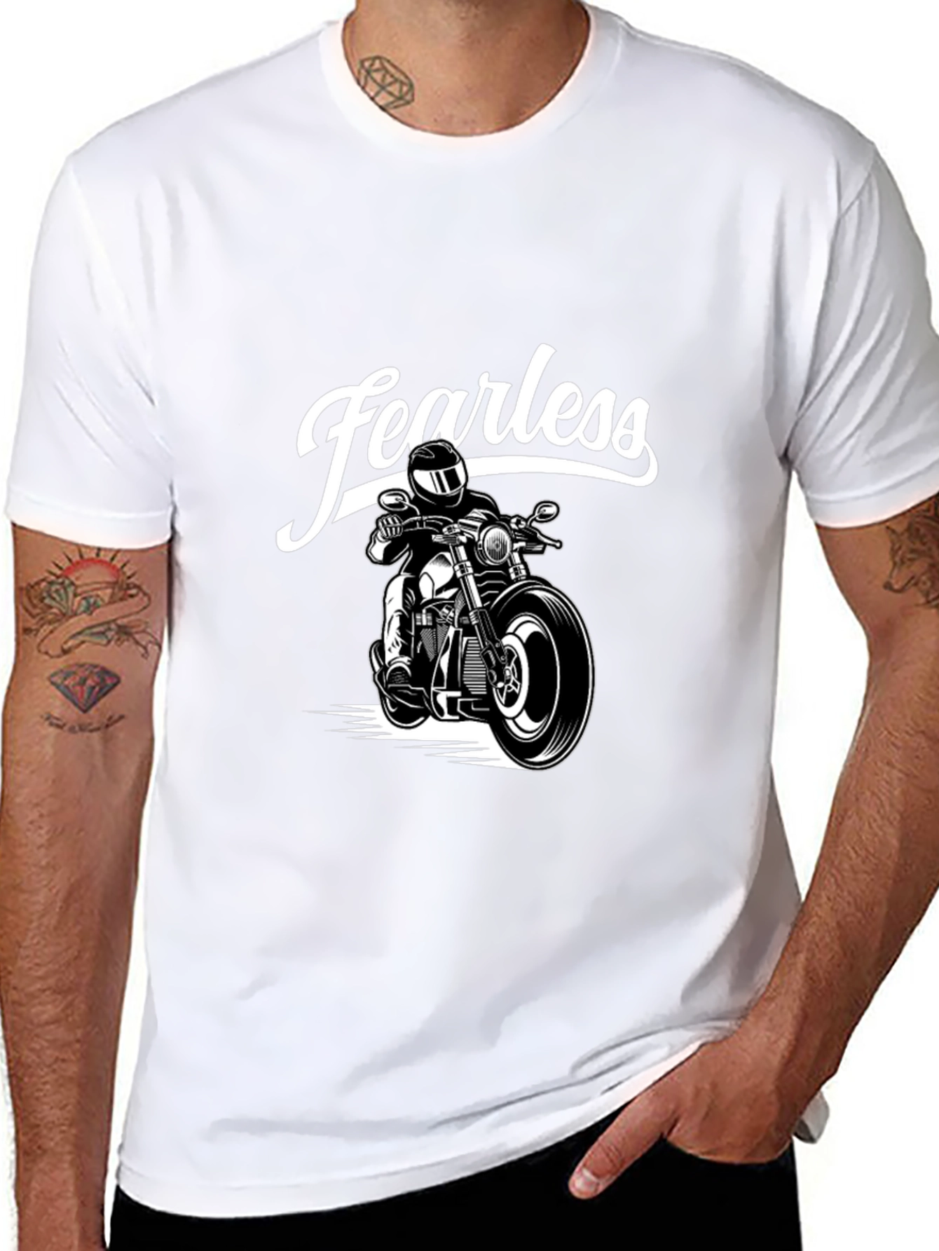 Fearless Motorcycle Rider Black Graphic T-Shirt