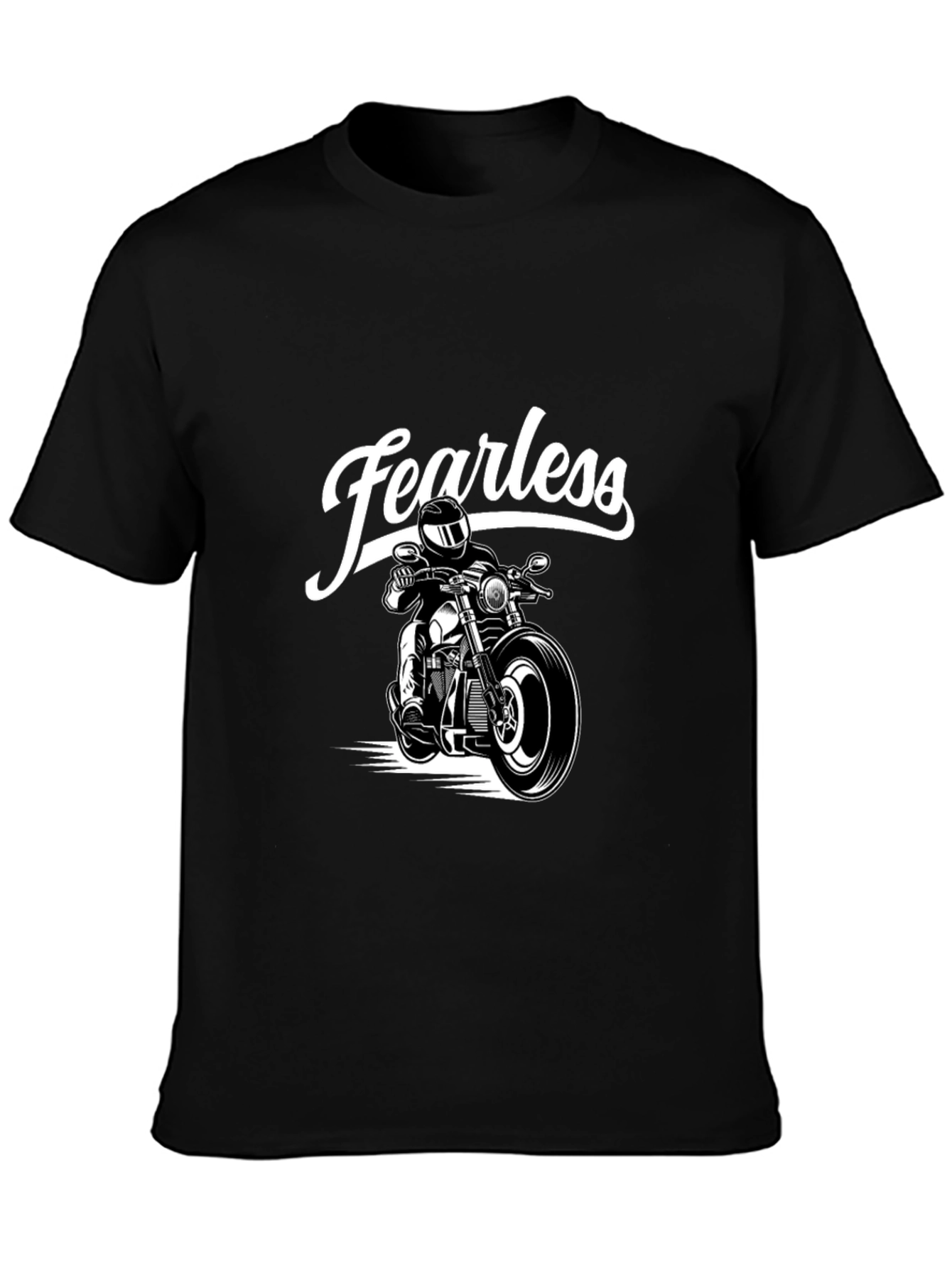 Fearless Motorcycle Rider Black Graphic T-Shirt