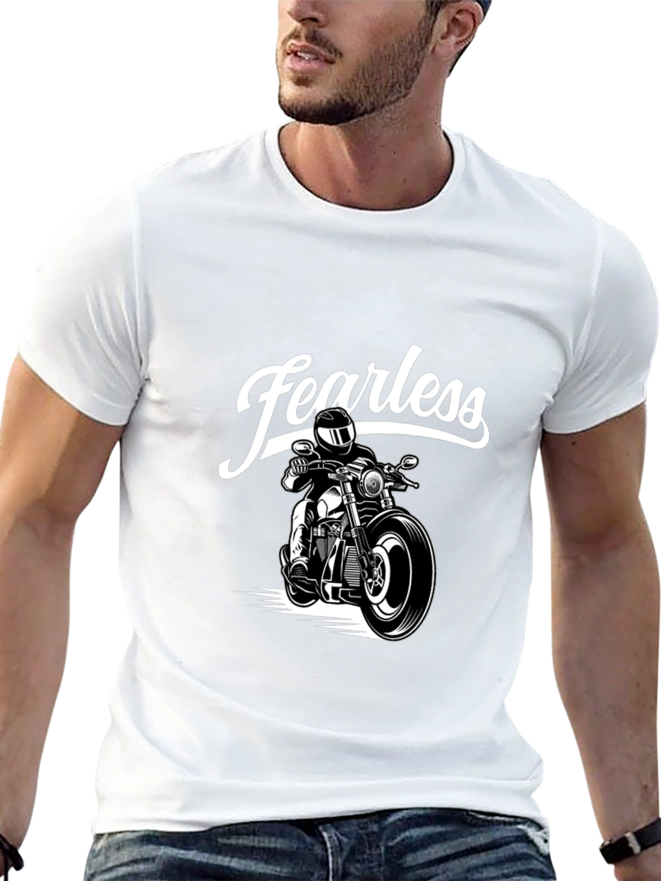 Fearless Motorcycle Rider Black Graphic T-Shirt