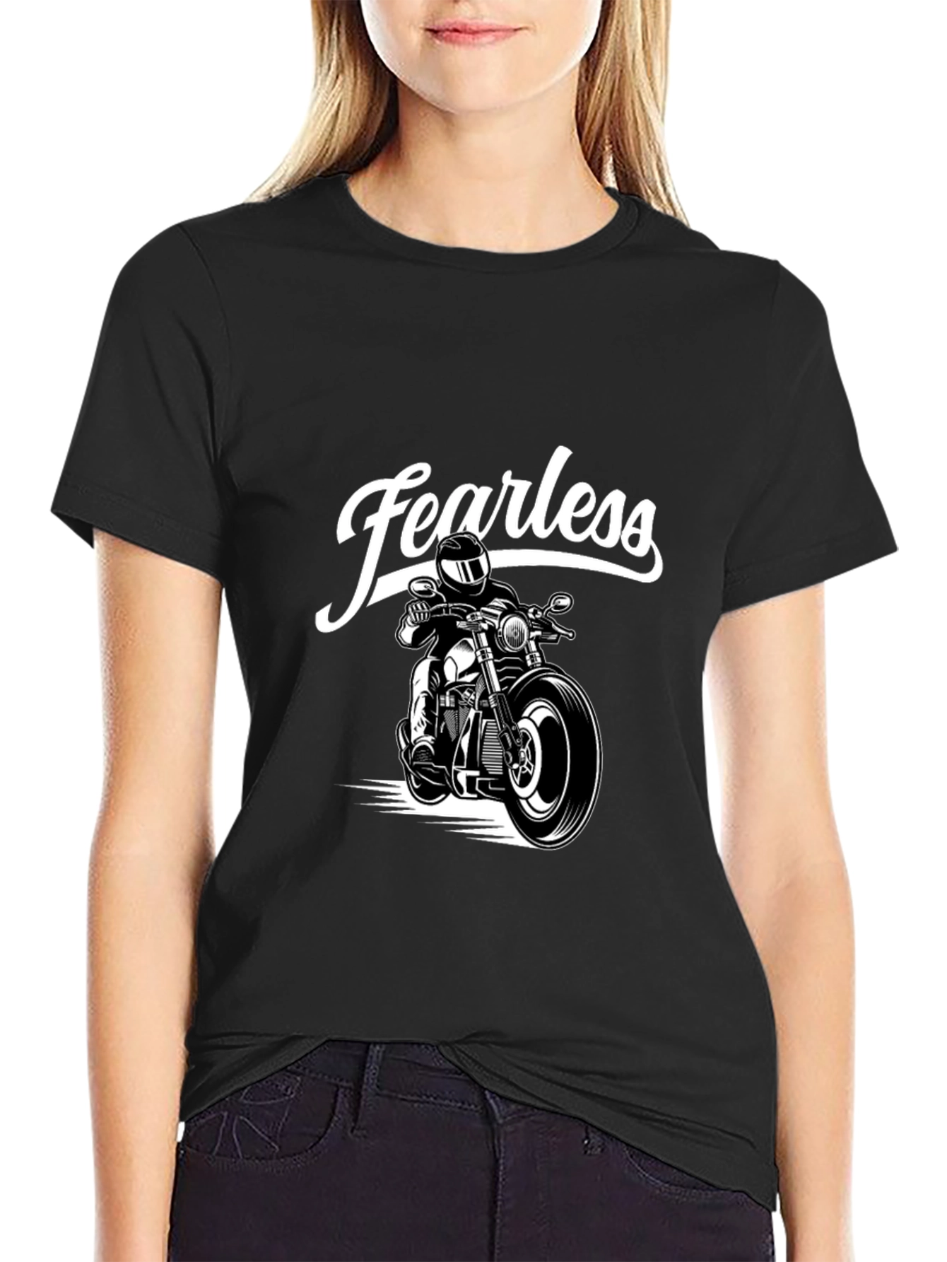 Fearless Motorcycle Rider Black Graphic T-Shirt