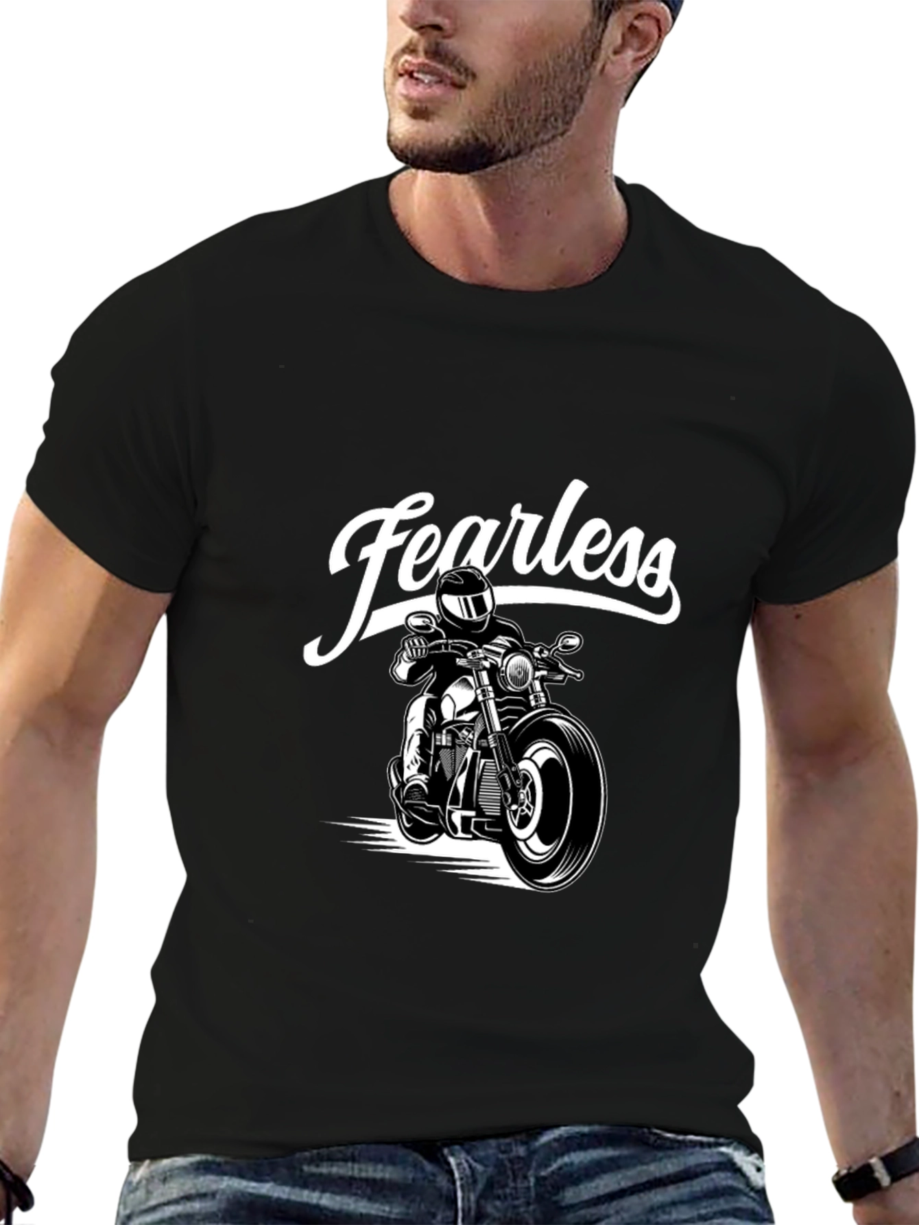 Fearless Motorcycle Rider Black Graphic T-Shirt