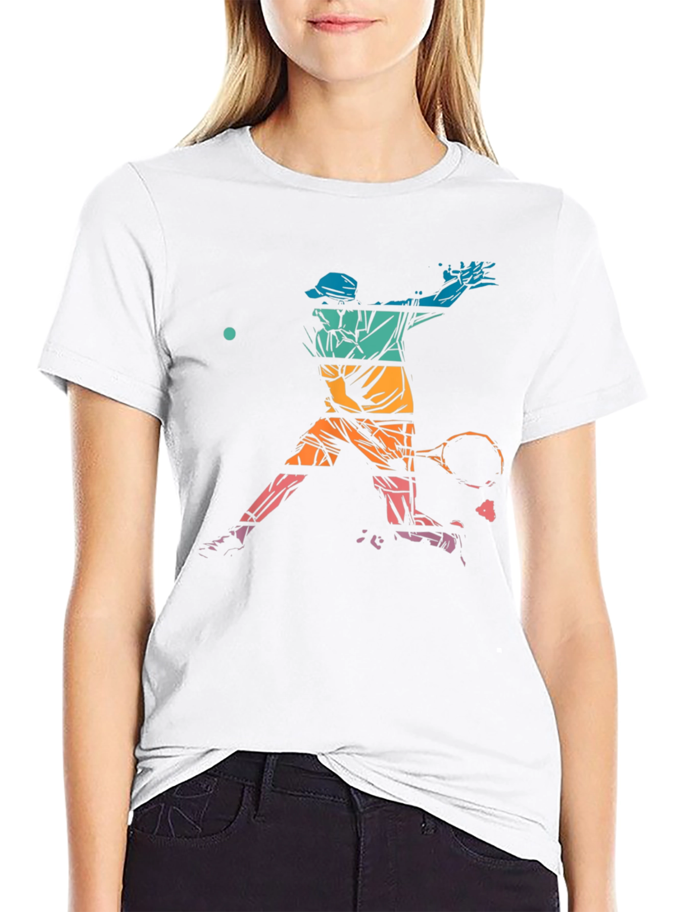Retro Tennis Player Graphic Tee - Unisex Black T-Shirt