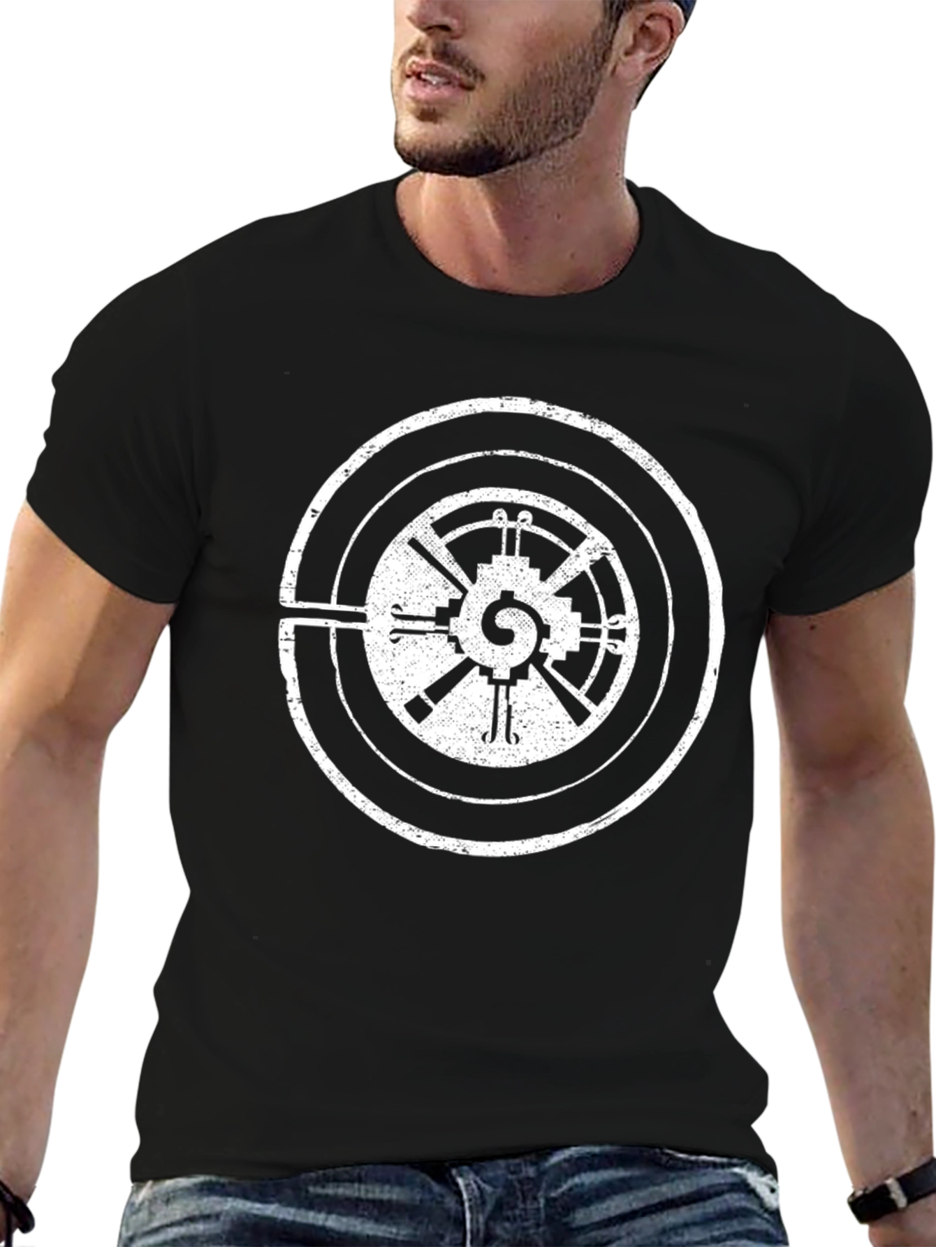 Retro Circuit Graphic Tee - Black Cotton Blend