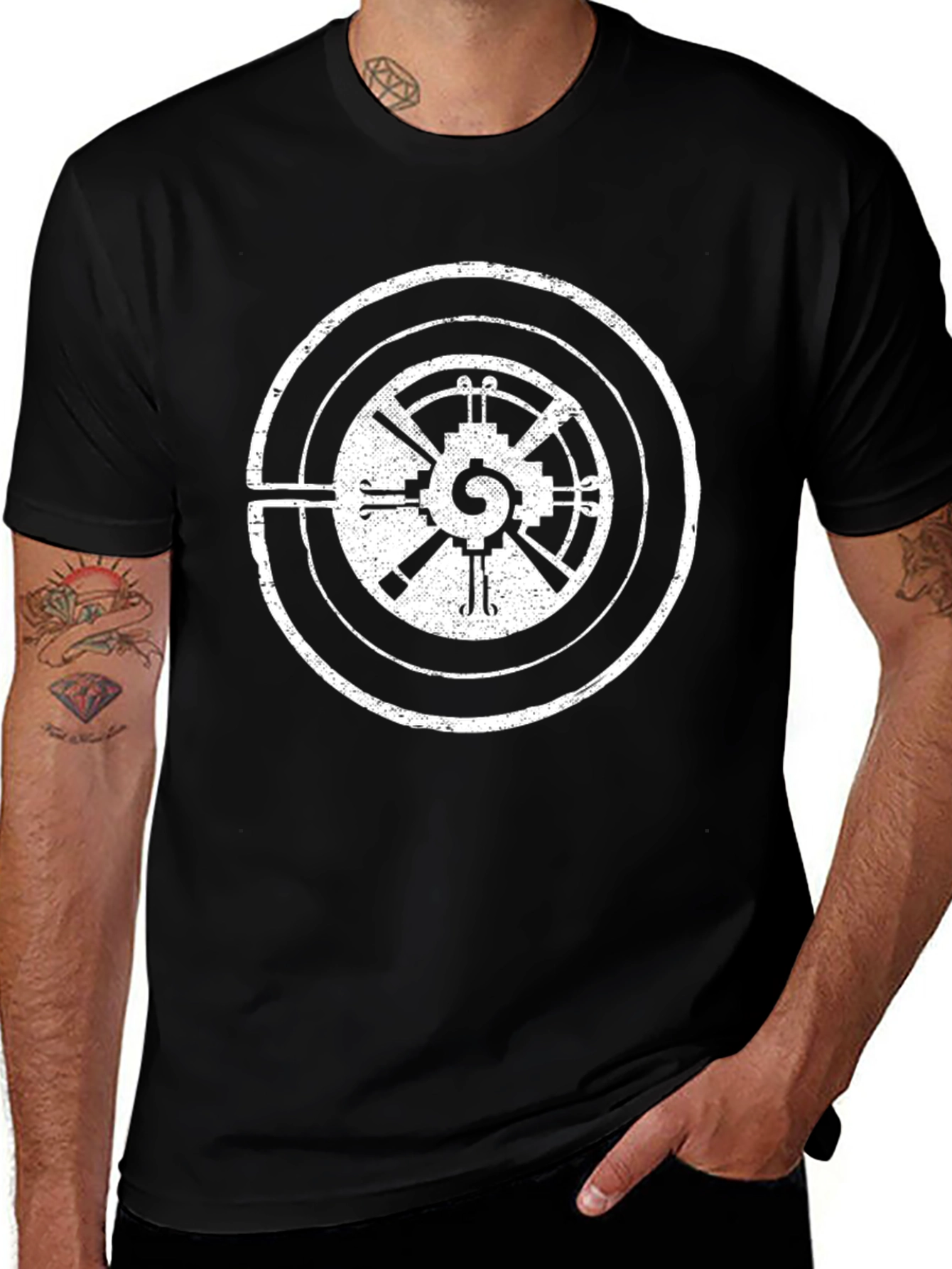 Retro Circuit Graphic Tee - Black Cotton Blend