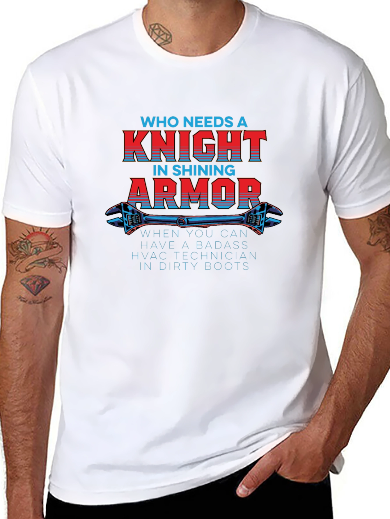 HVAC Technician Badass Knight in Dirty Boots T-Shirt