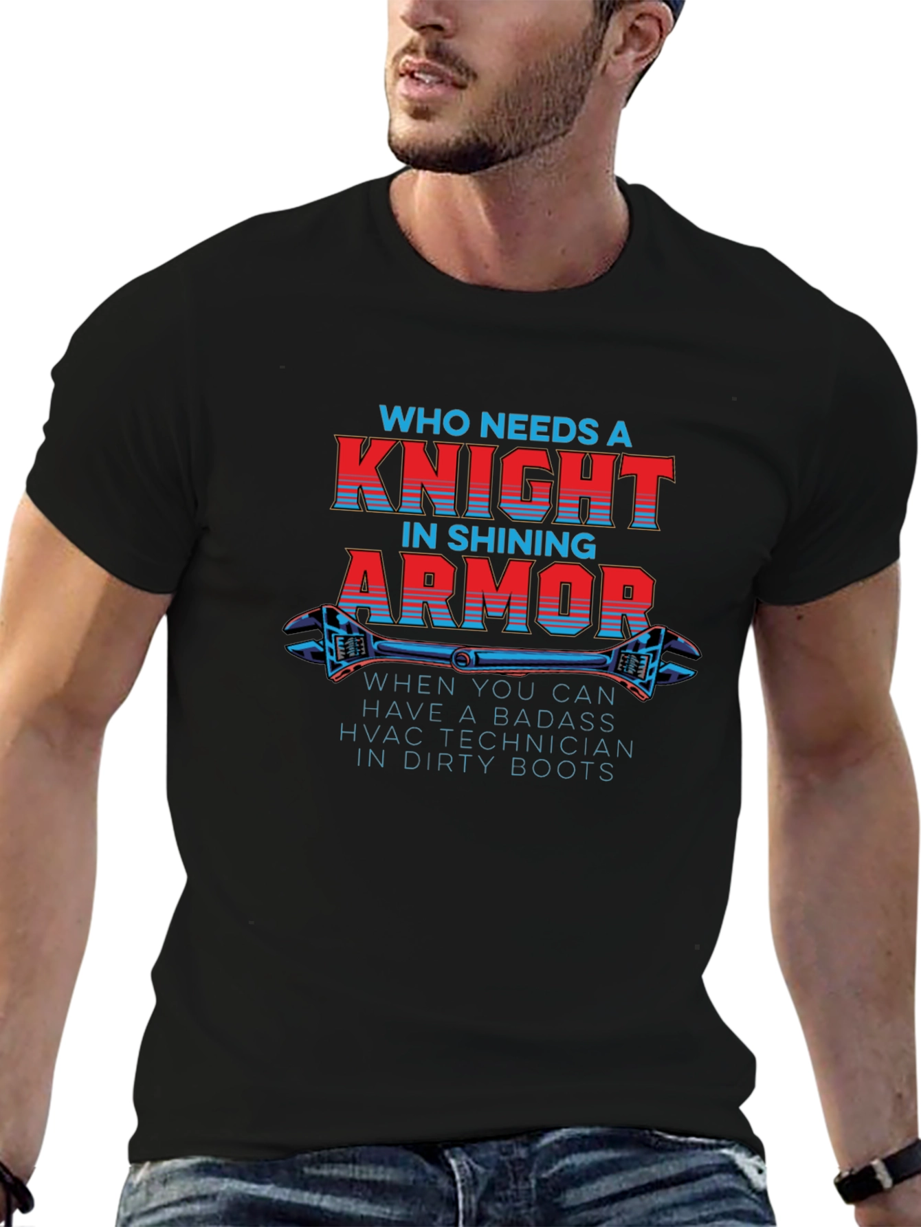 HVAC Technician Badass Knight in Dirty Boots T-Shirt