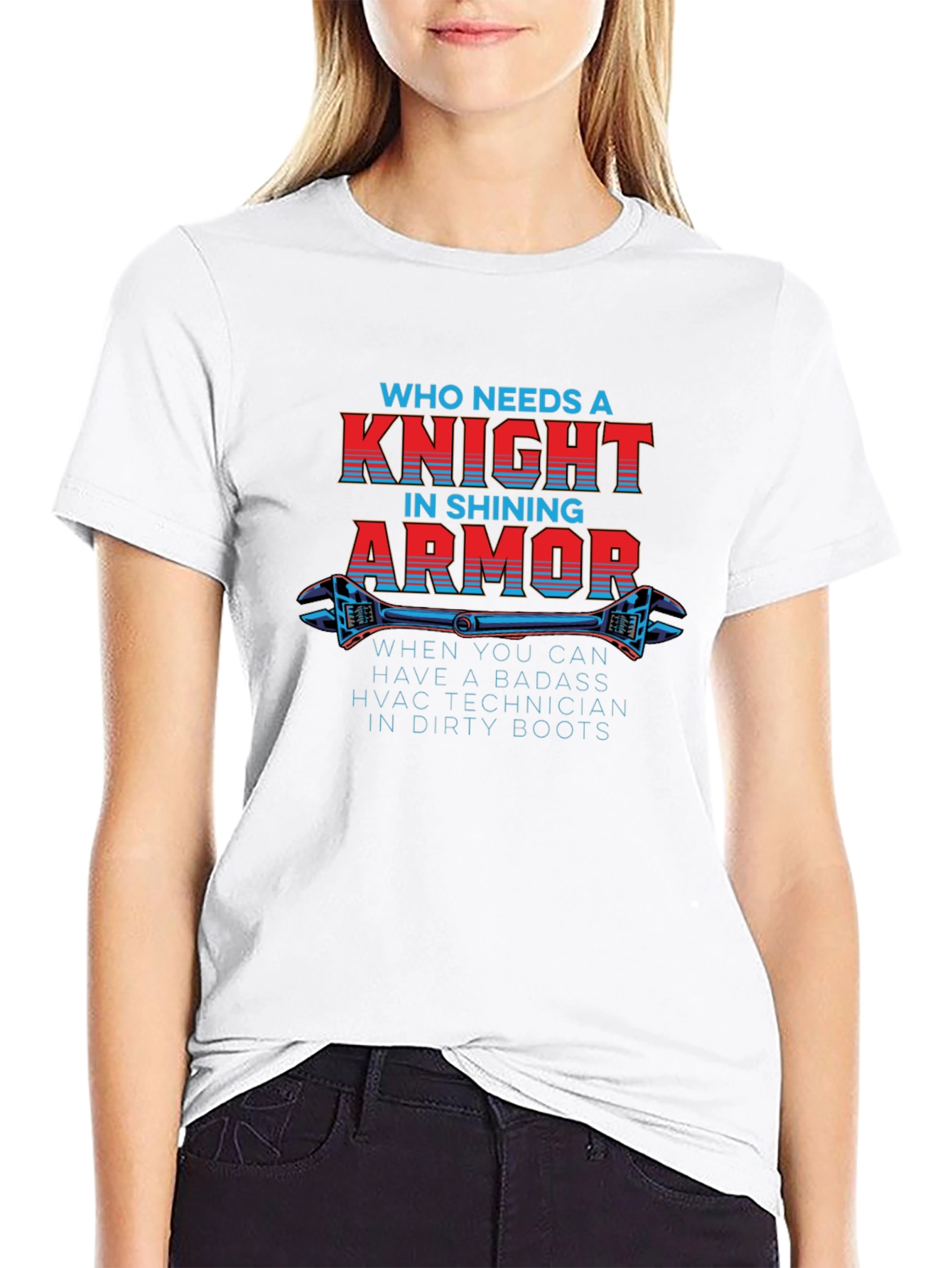 HVAC Technician Badass Knight in Dirty Boots T-Shirt