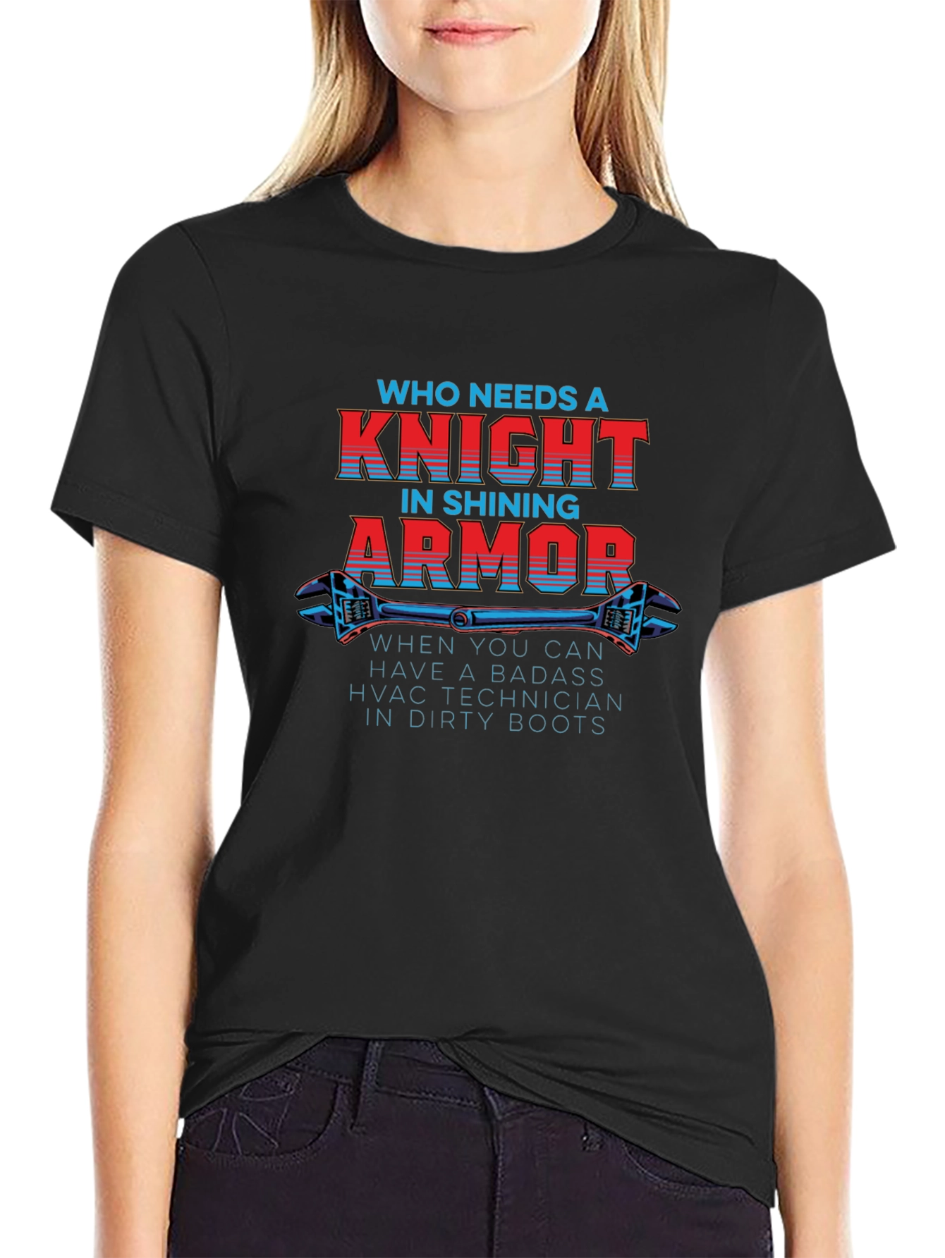 HVAC Technician Badass Knight in Dirty Boots T-Shirt