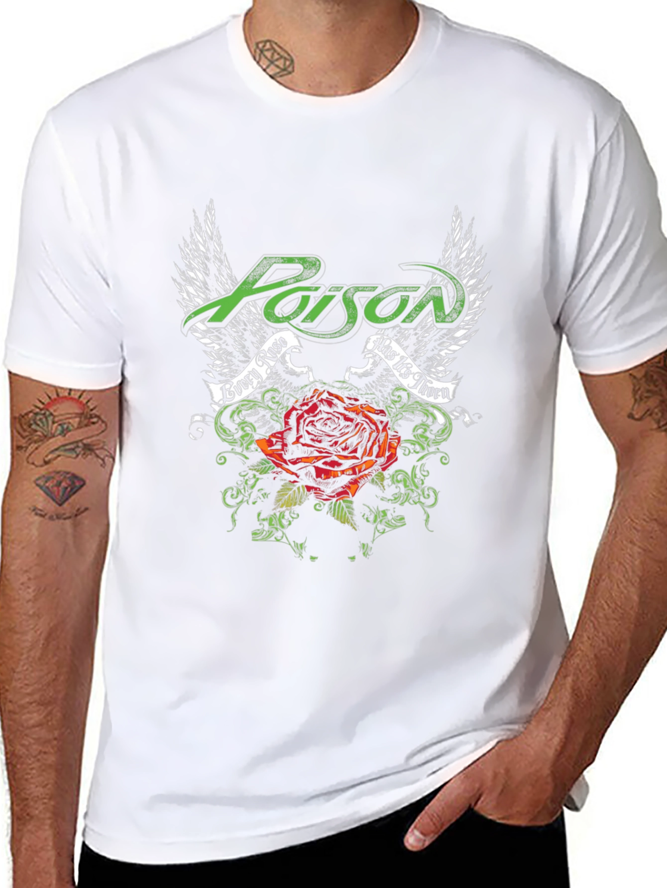 Poison Every Rose Has Its Thorn Black T-Shirt