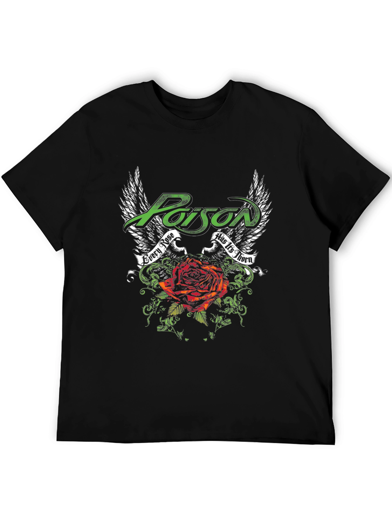 Poison Every Rose Has Its Thorn Black T-Shirt