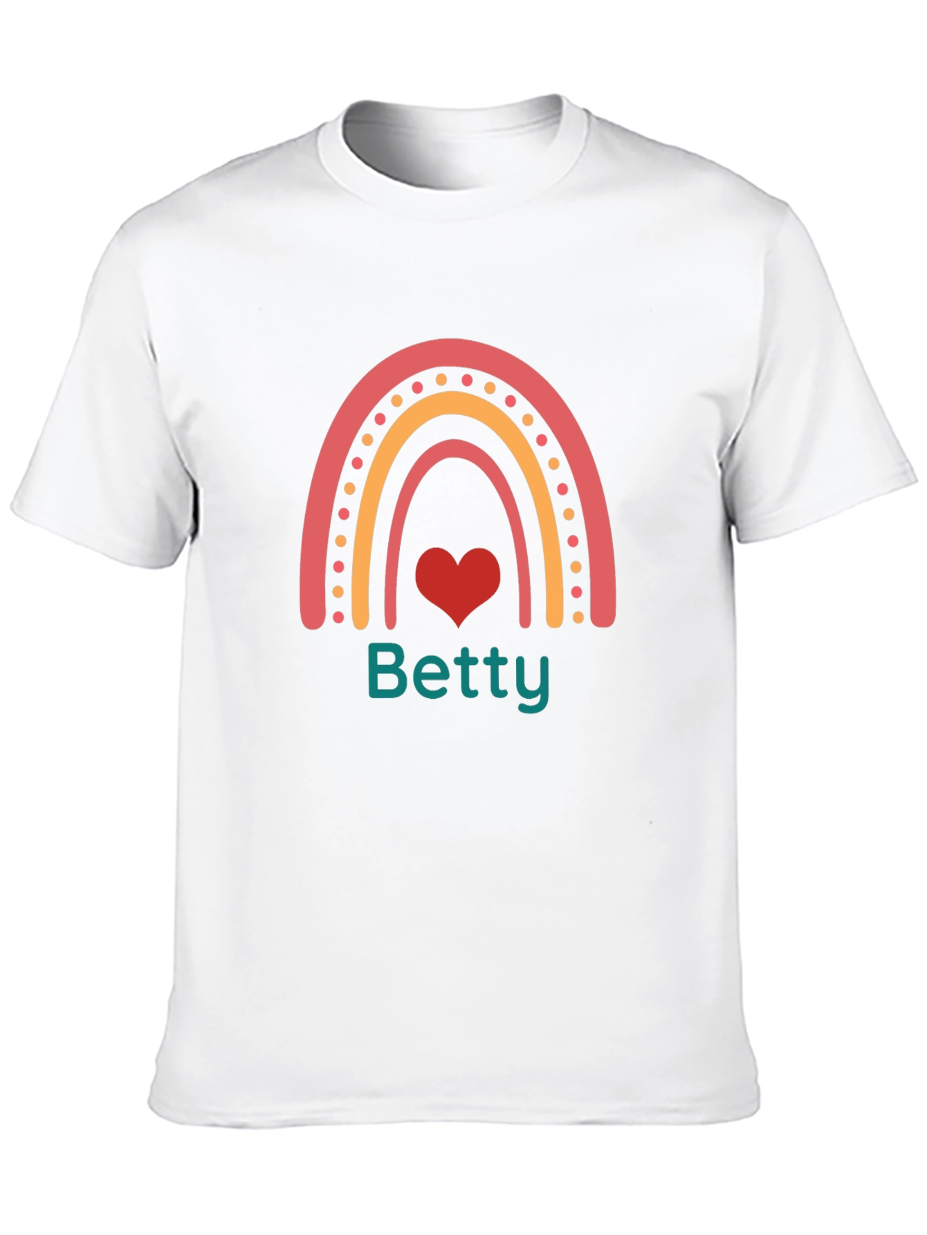 Betty Rainbow Heart T-Shirt - Personalized Name Tee