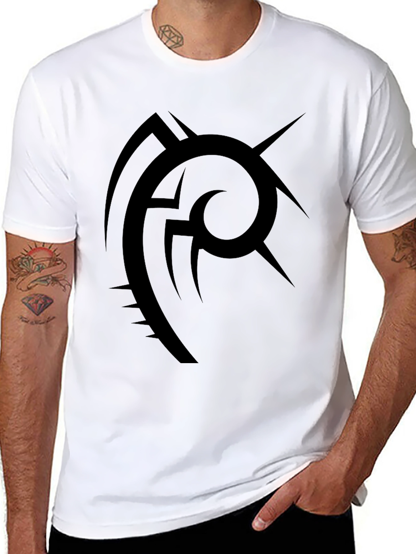 Abstract Tribal Graphic Black T-Shirt