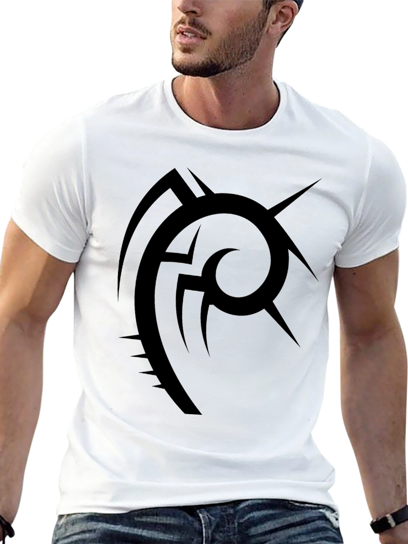 Abstract Tribal Graphic Black T-Shirt