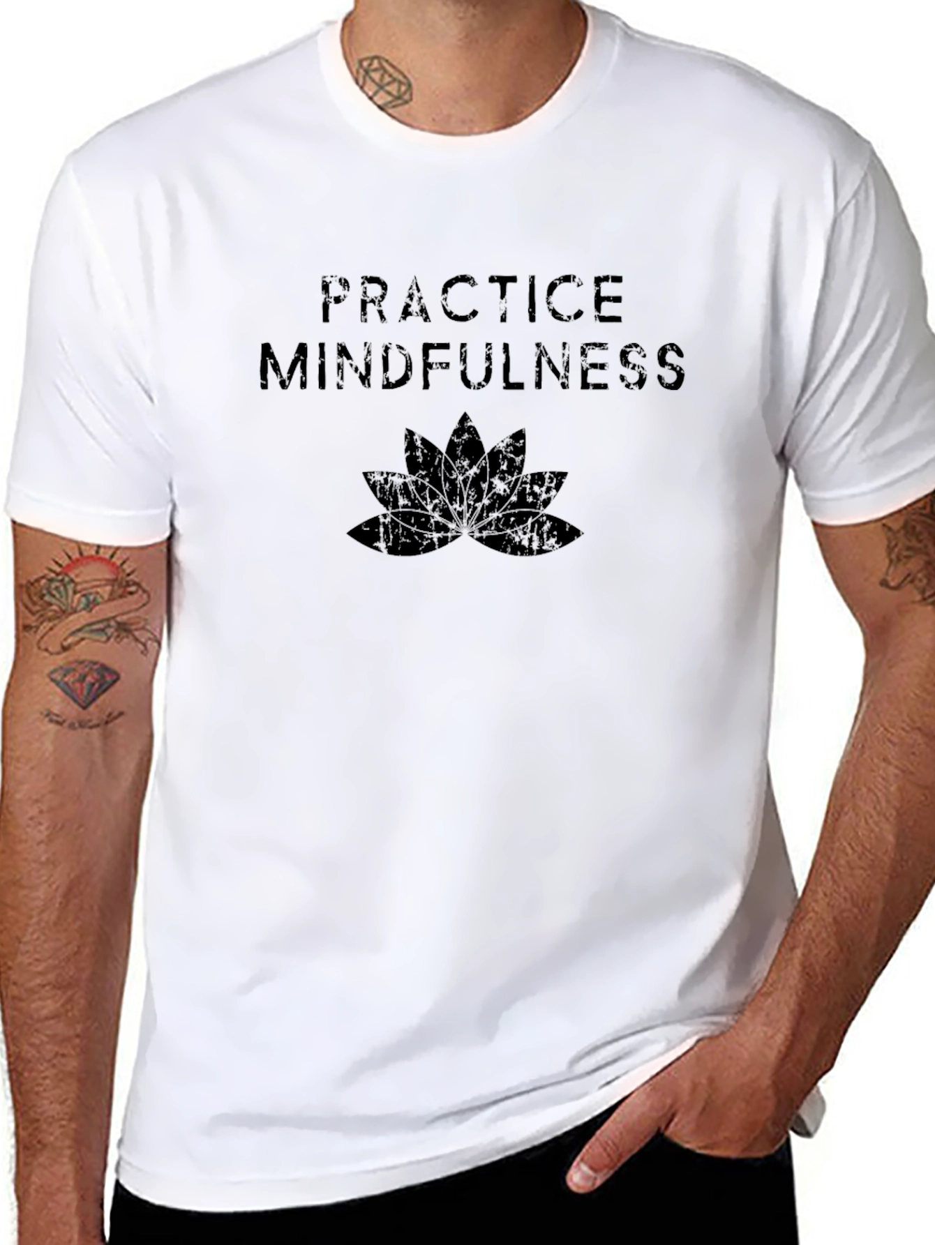 Practice Mindfulness Lotus Black T-Shirt
