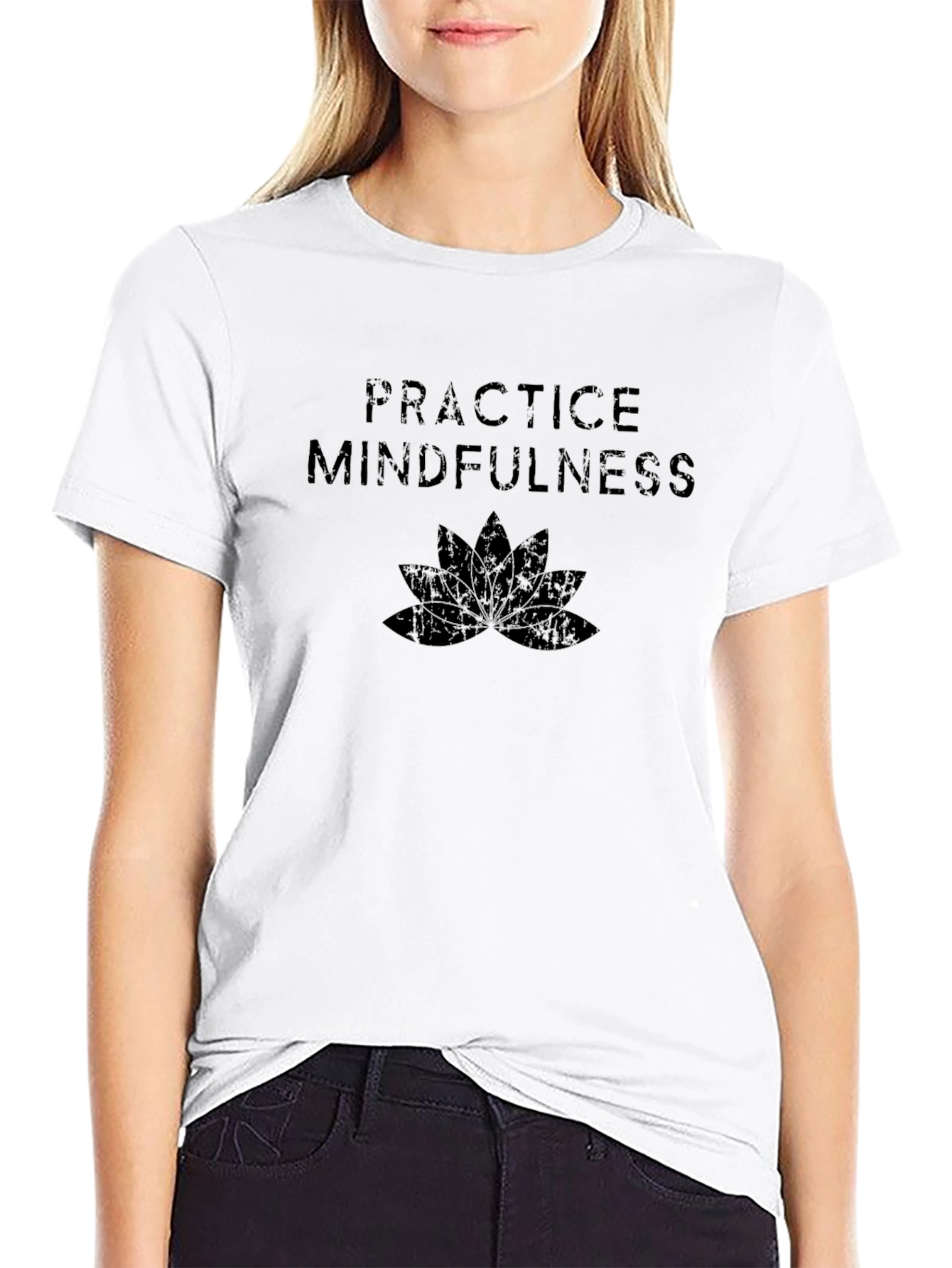 Practice Mindfulness Lotus Black T-Shirt