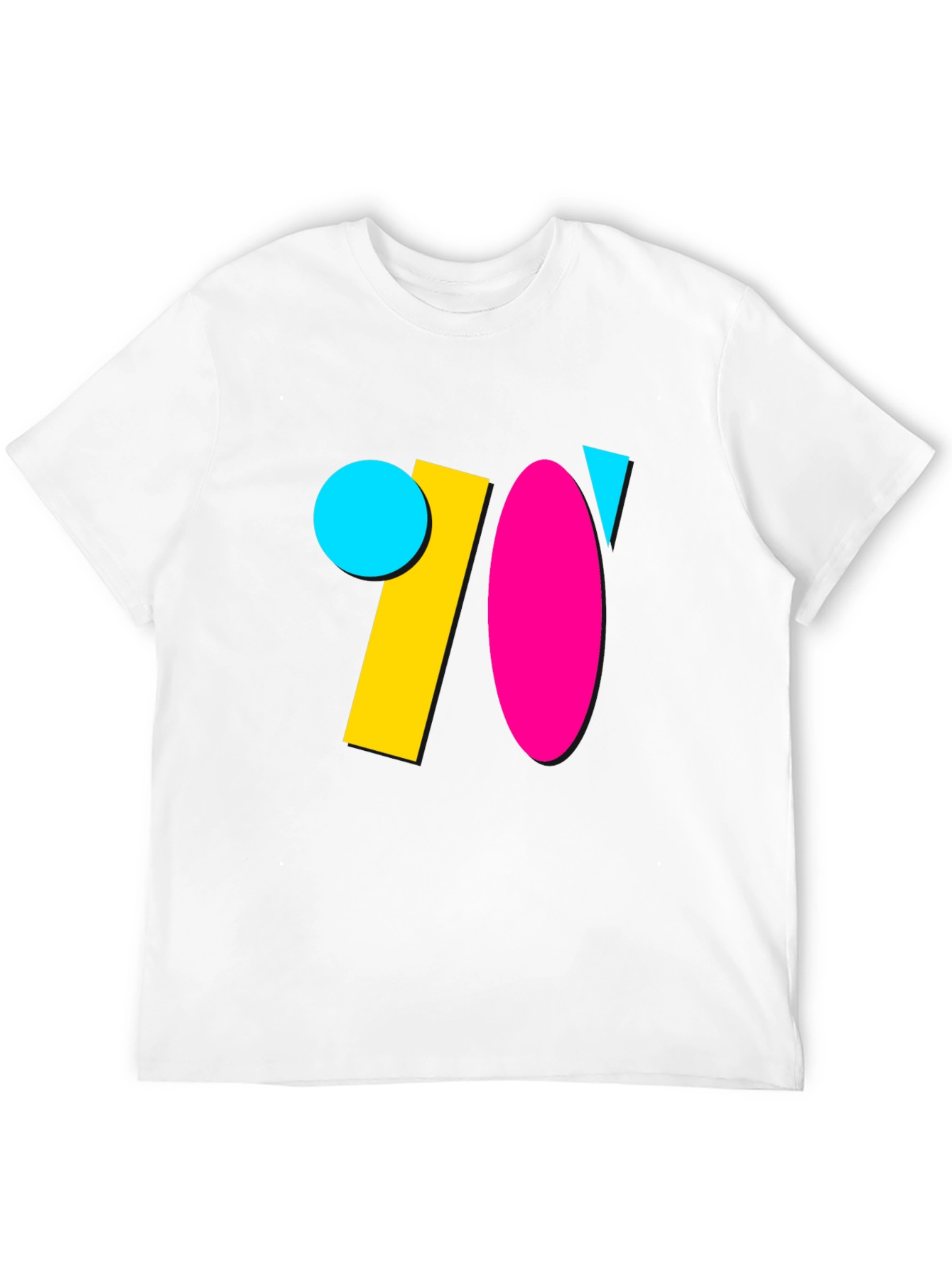 Retro 70s Geometric Graphic Tee - Black