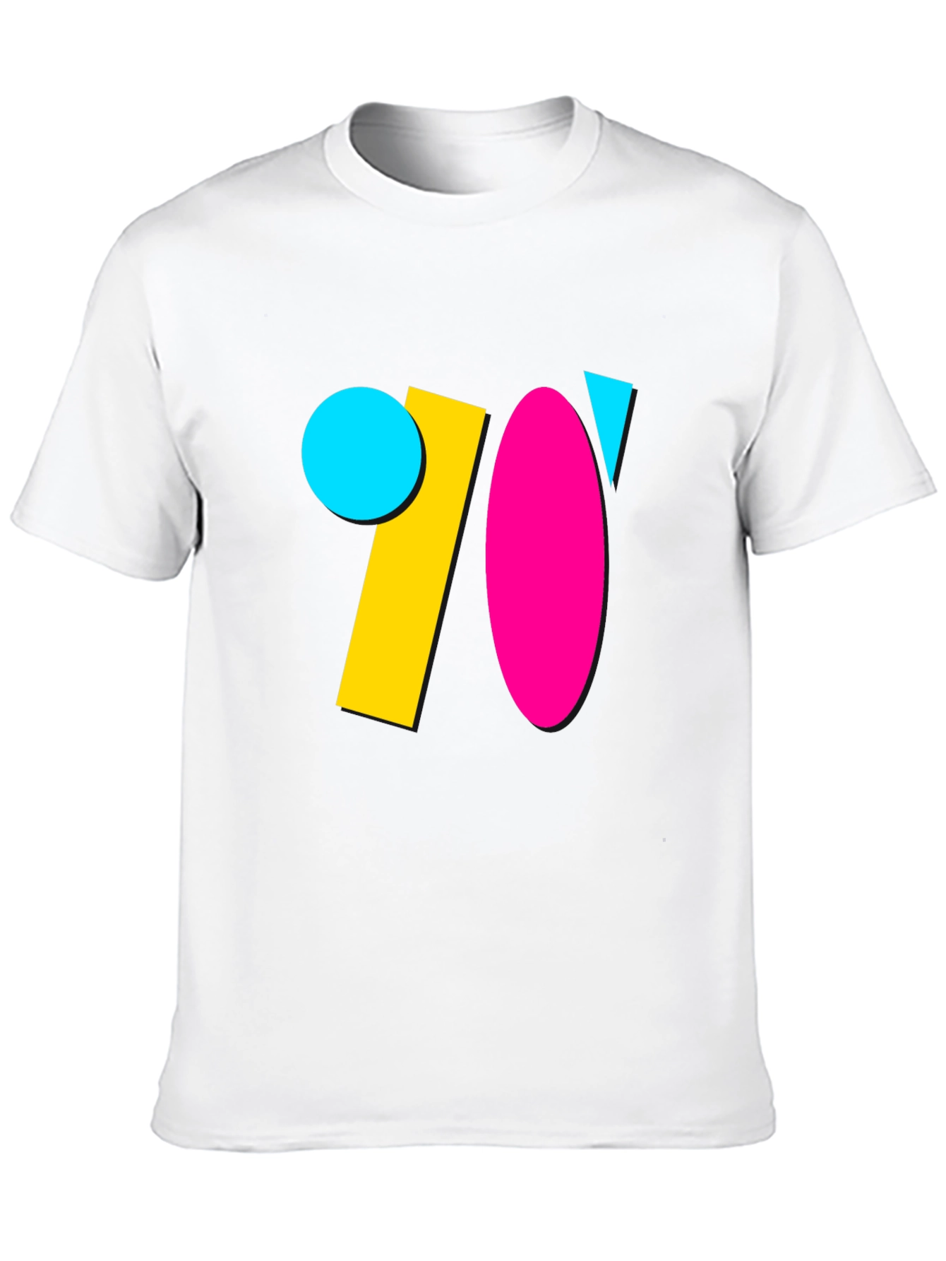 Retro 70s Geometric Graphic Tee - Black