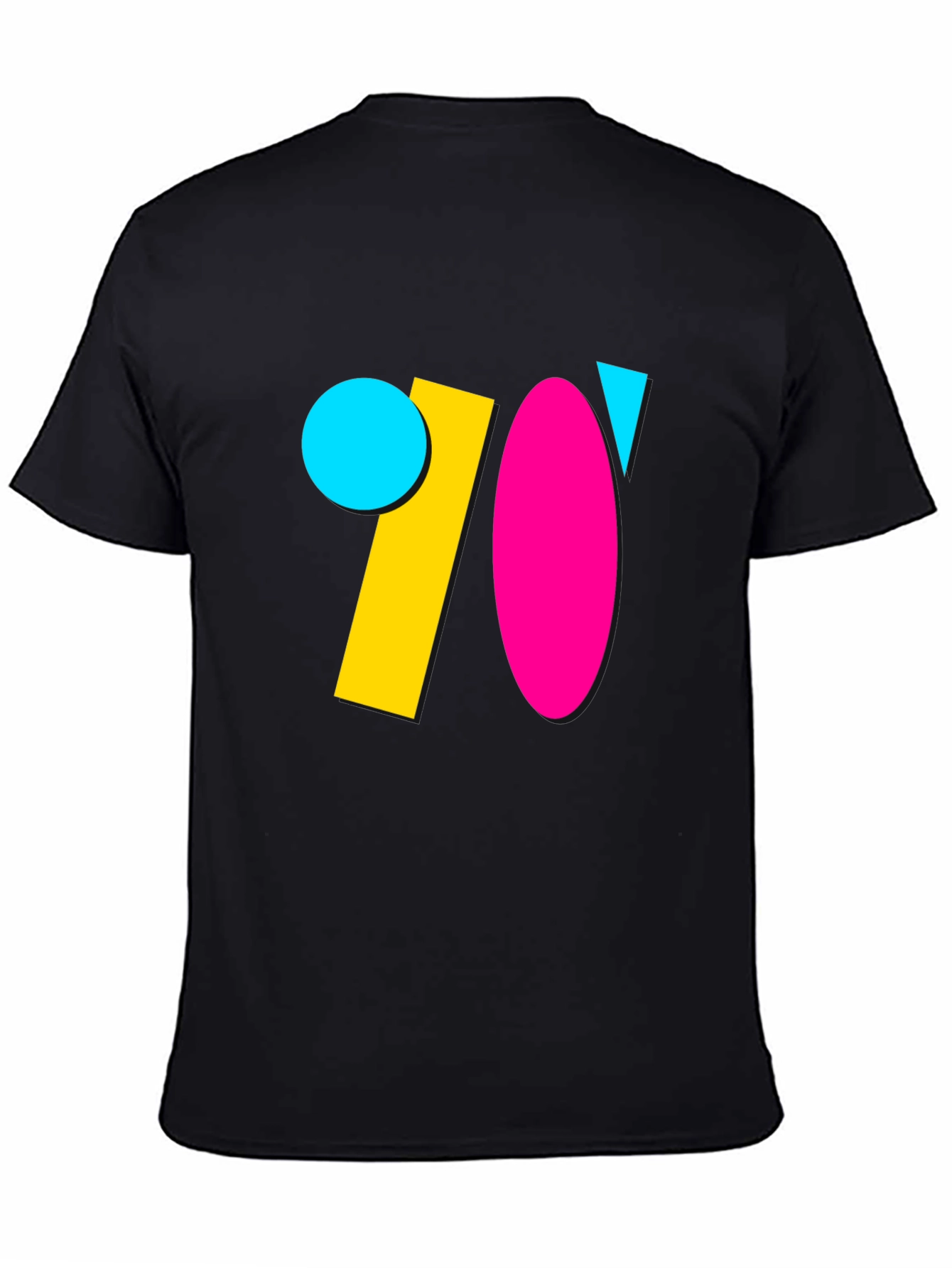 Retro 70s Geometric Graphic Tee - Black