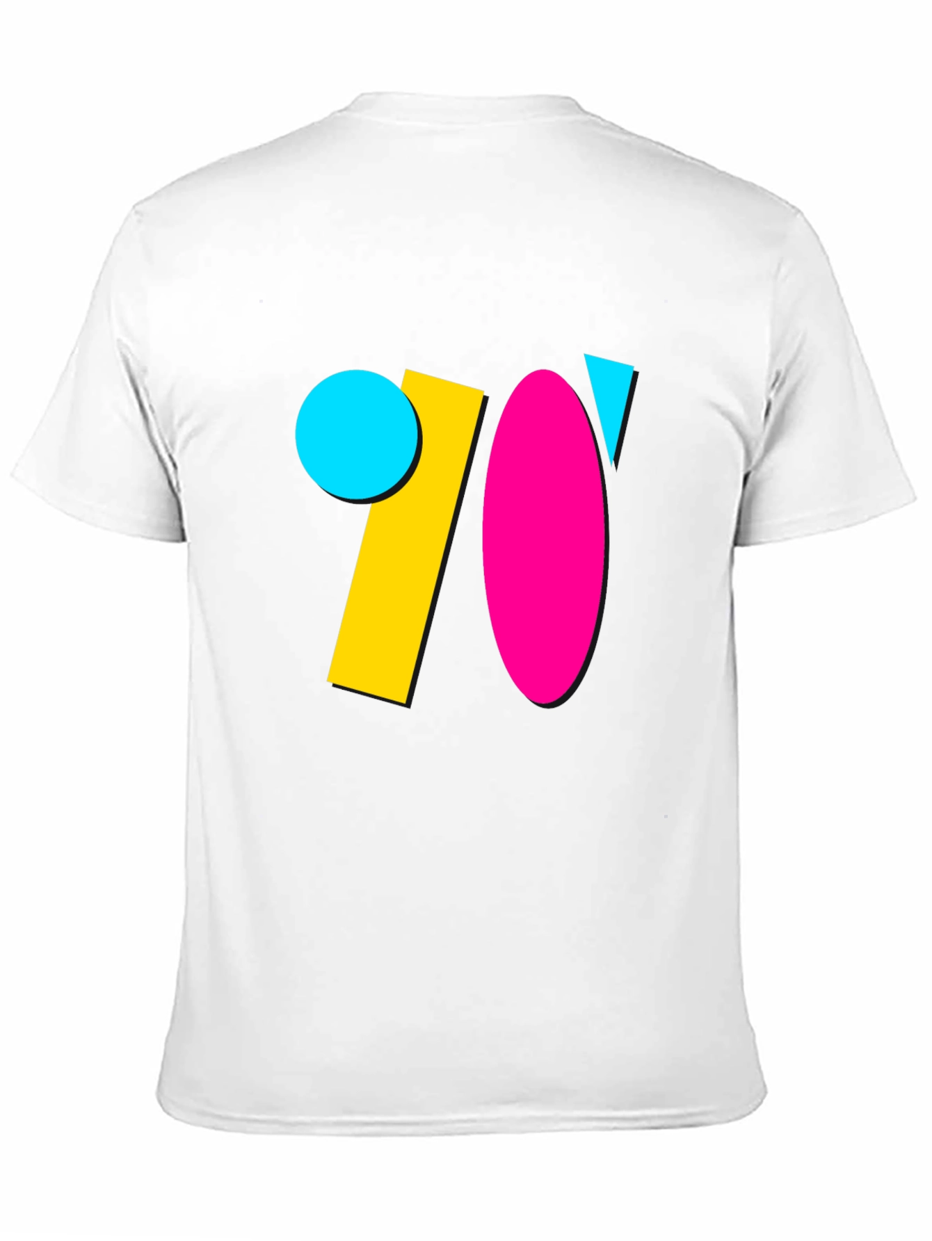 Retro 70s Geometric Graphic Tee - Black