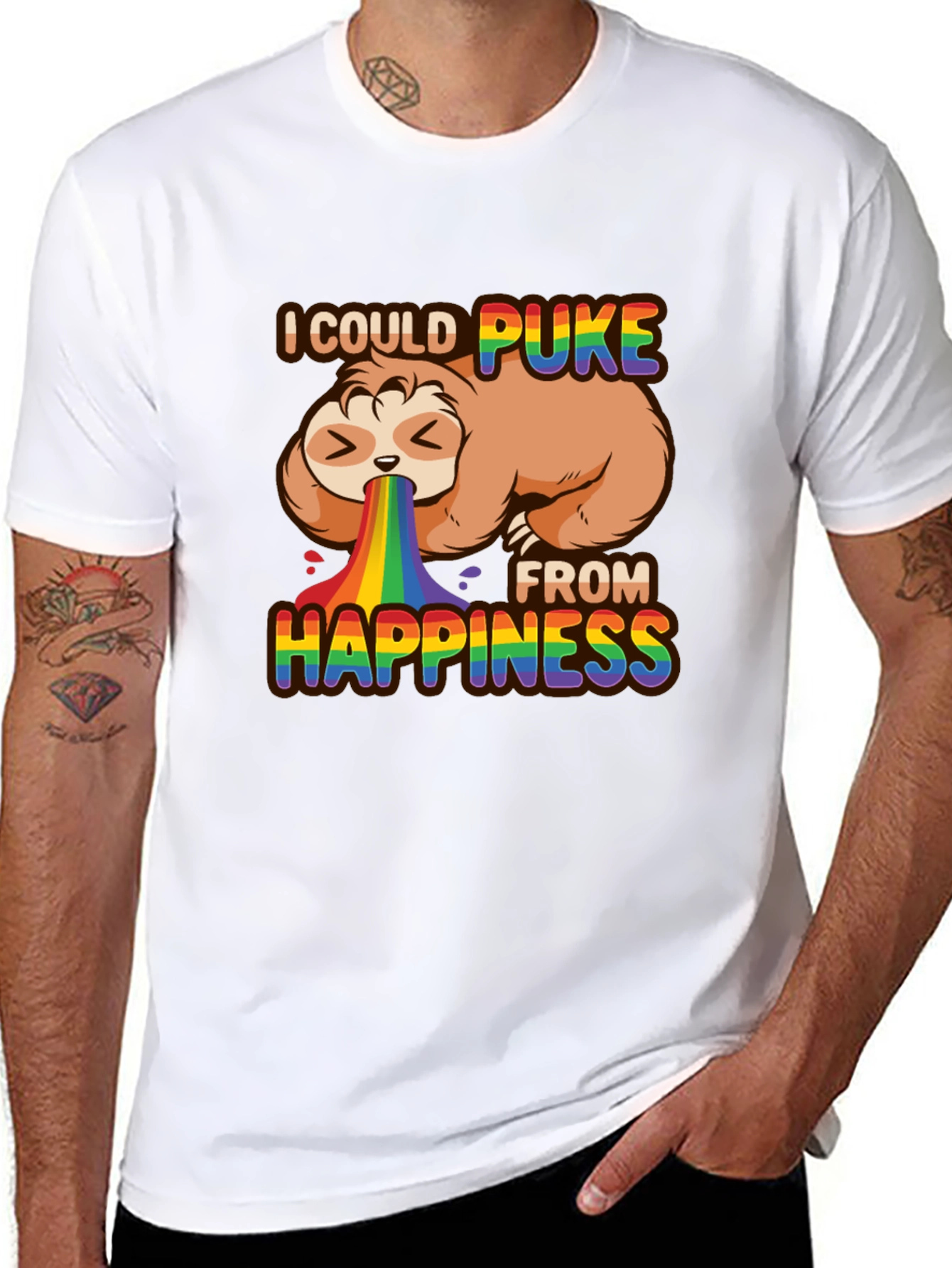Sloth Rainbow Puke Happiness T-Shirt