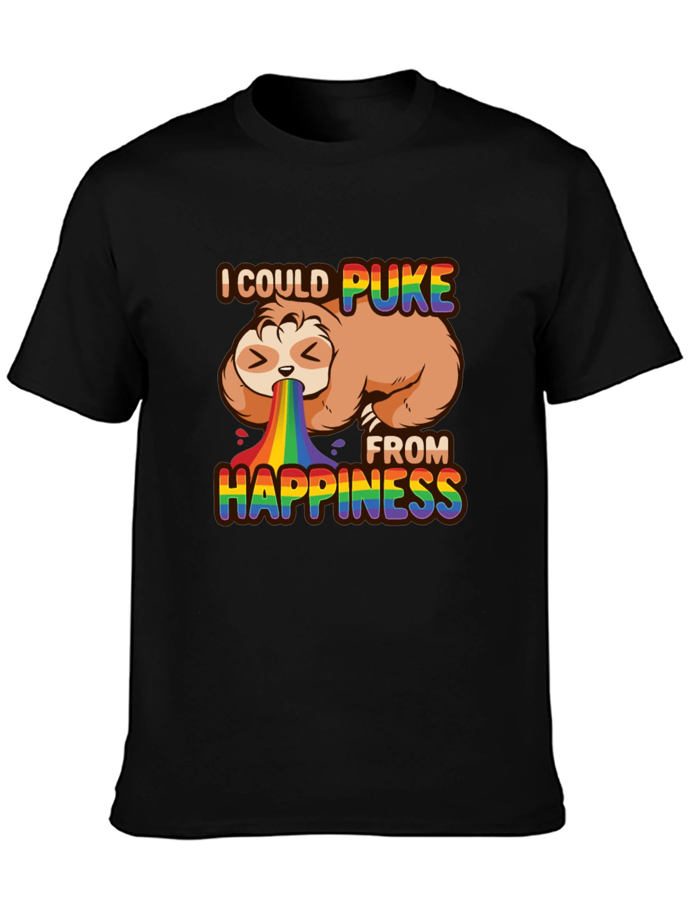 Sloth Rainbow Puke Happiness T-Shirt
