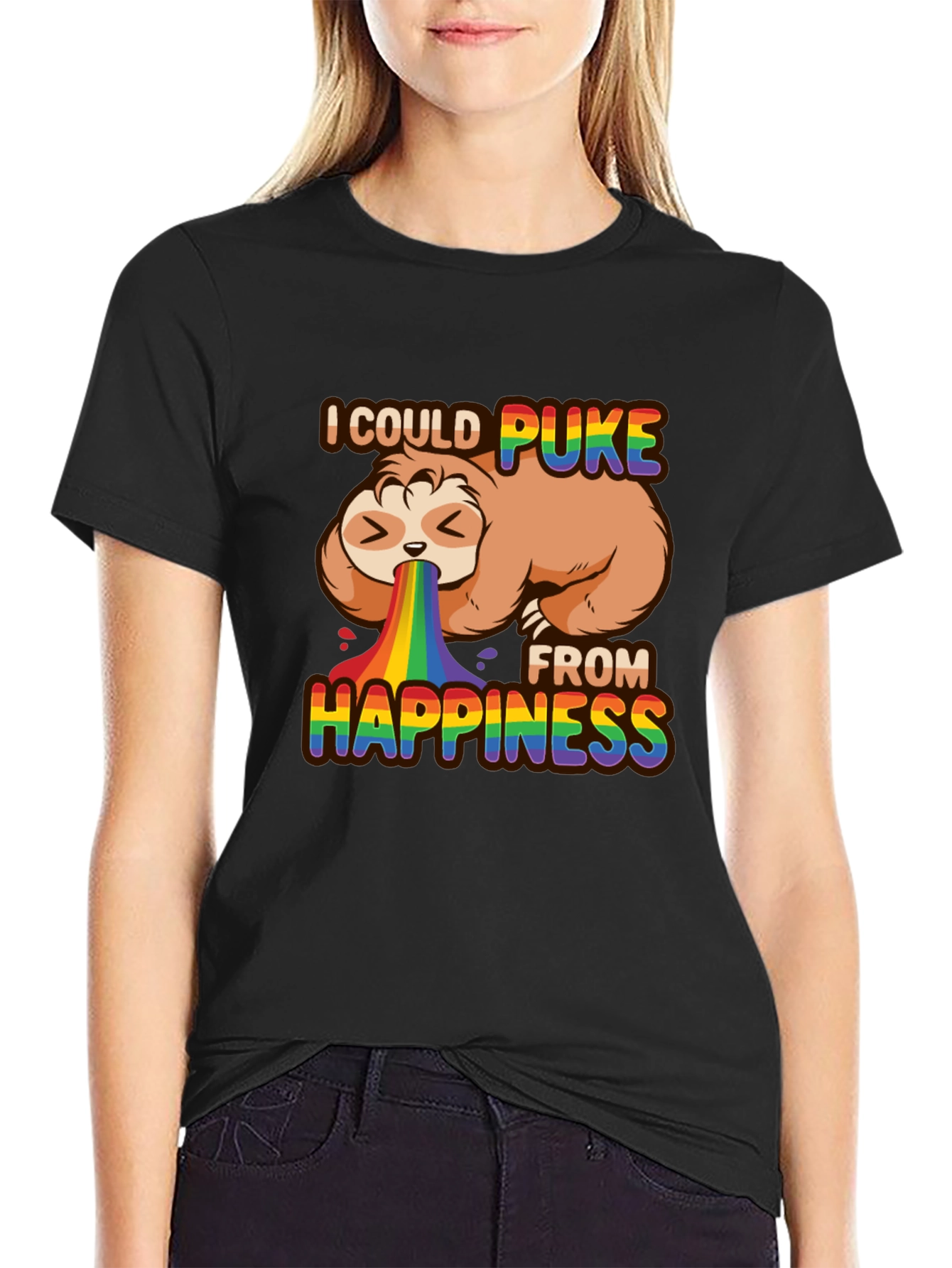 Sloth Rainbow Puke Happiness T-Shirt