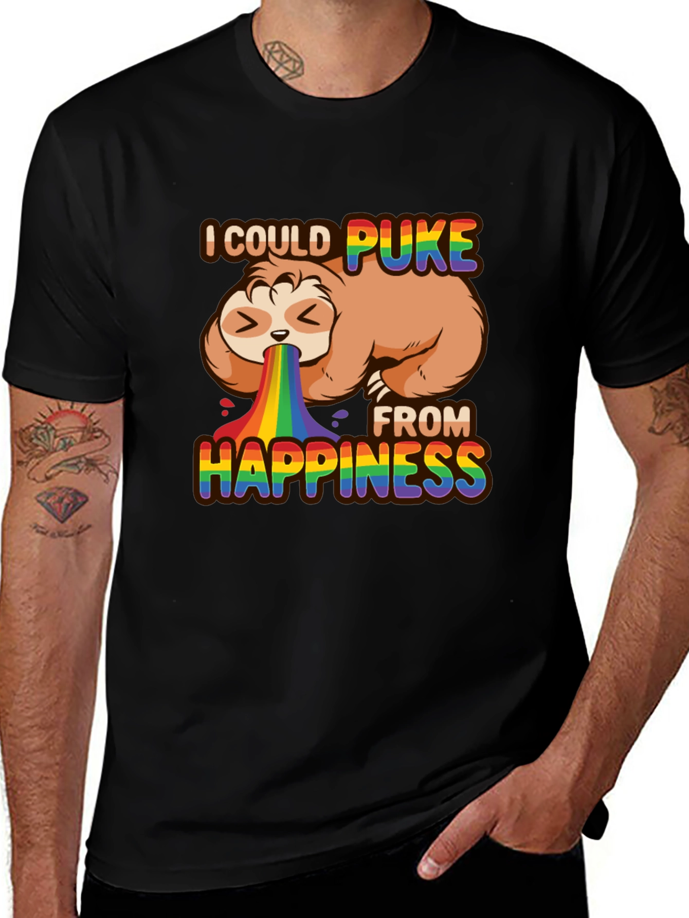 Sloth Rainbow Puke Happiness T-Shirt
