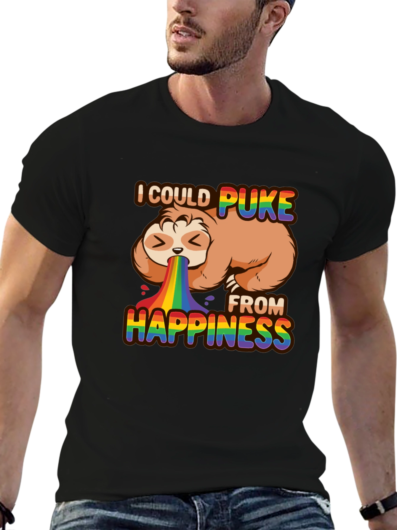 Sloth Rainbow Puke Happiness T-Shirt