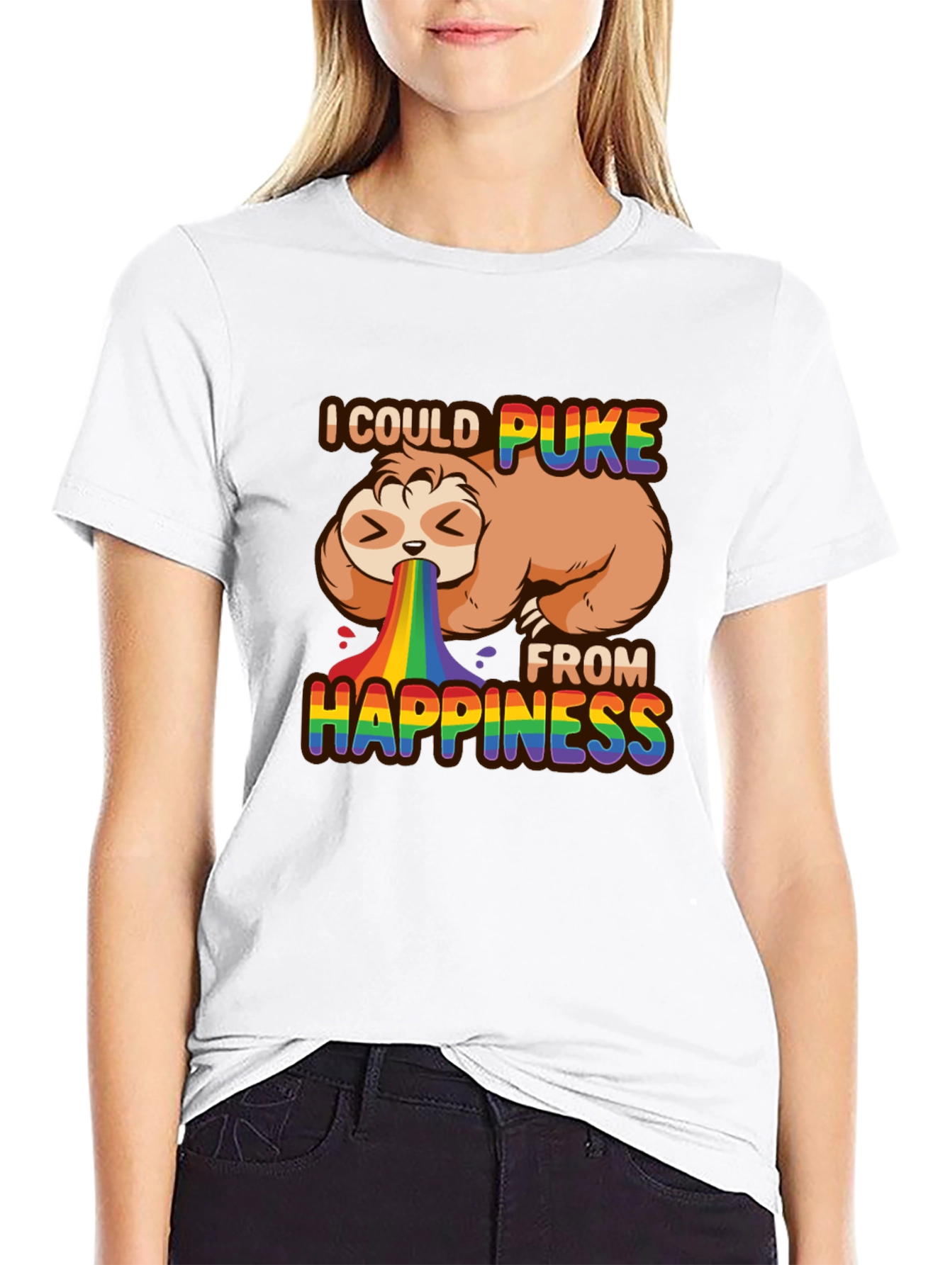 Sloth Rainbow Puke Happiness T-Shirt