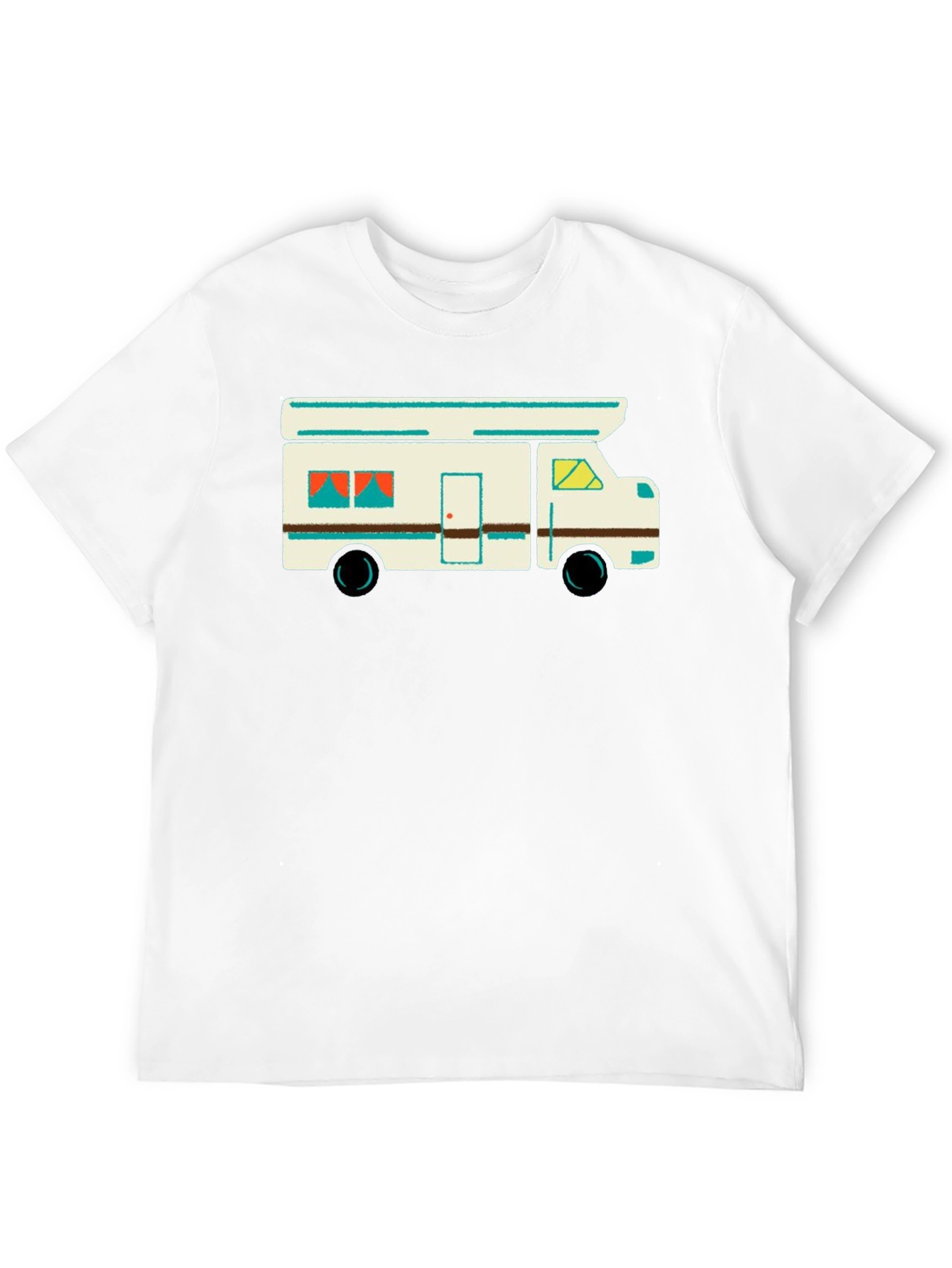 Retro Camper Graphic Tee - Black Cotton T-Shirt