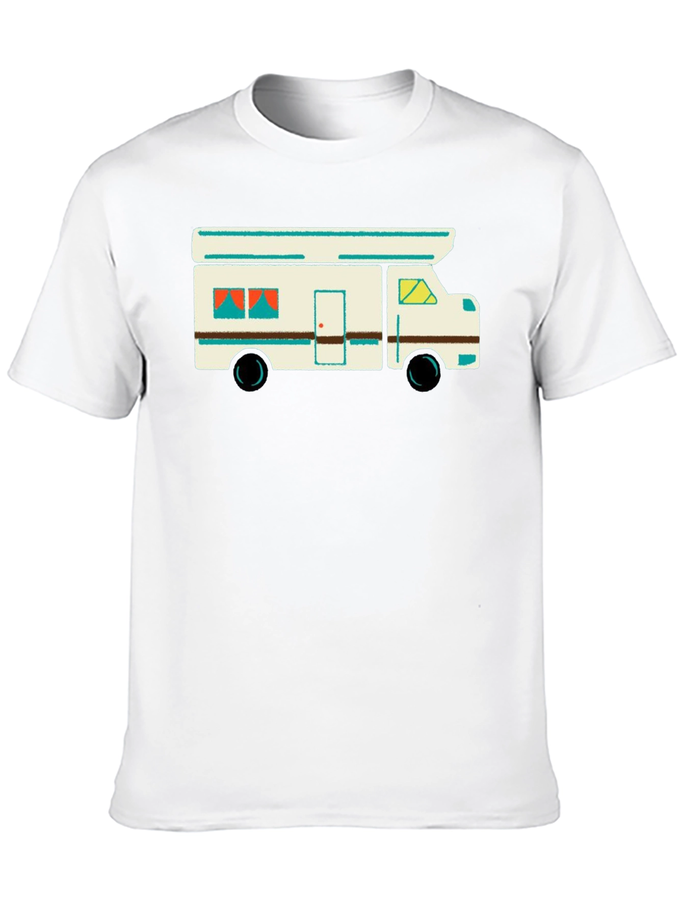 Retro Camper Graphic Tee - Black Cotton T-Shirt