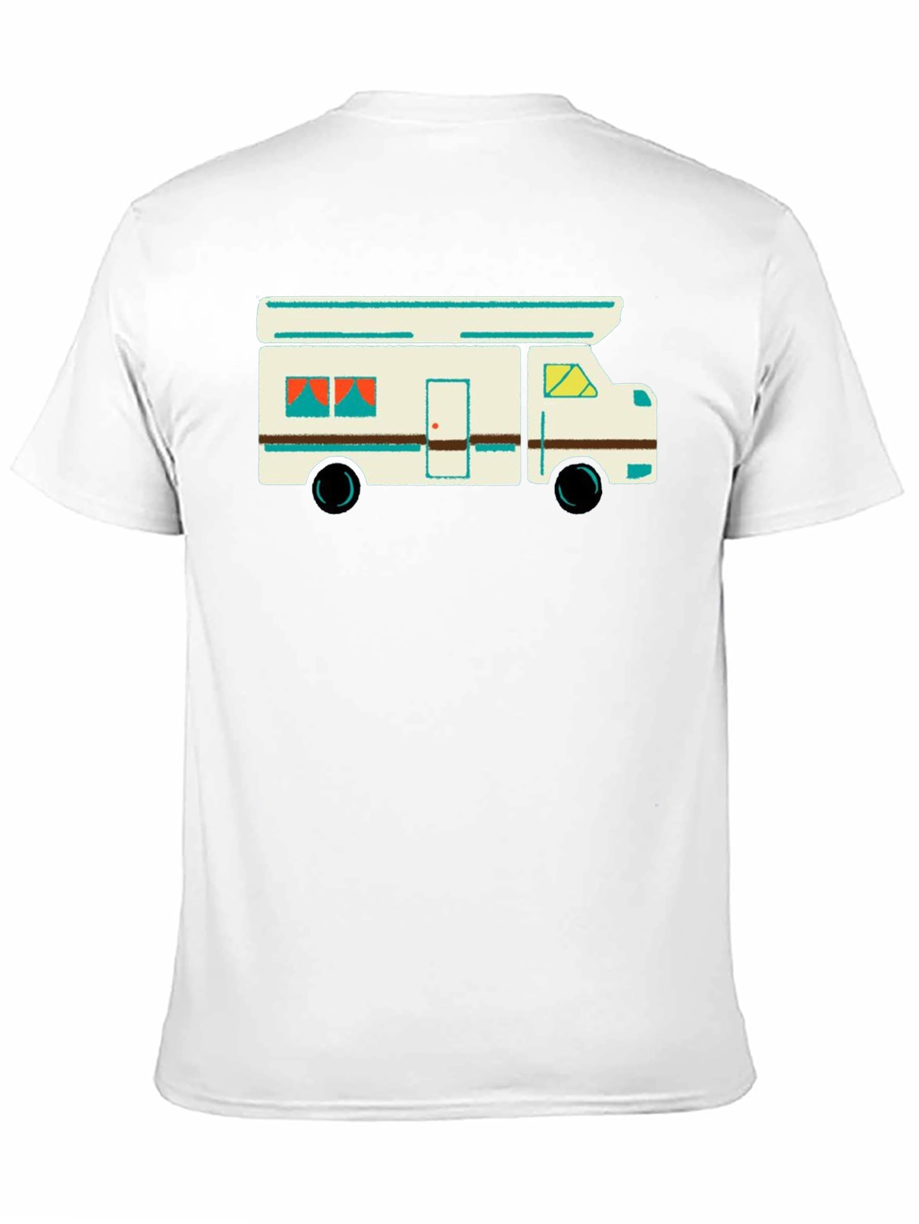 Retro Camper Graphic Tee - Black Cotton T-Shirt