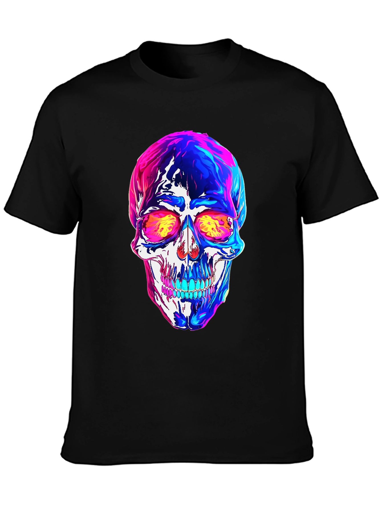 Vibrant Skull Graphic Tee - Black
