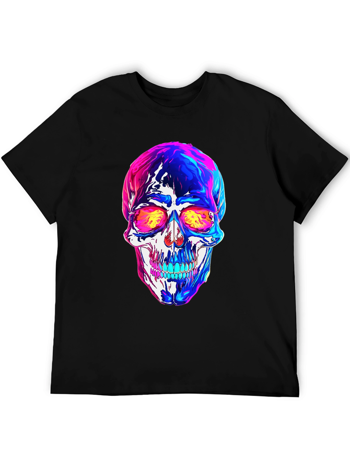 Vibrant Skull Graphic Tee - Black