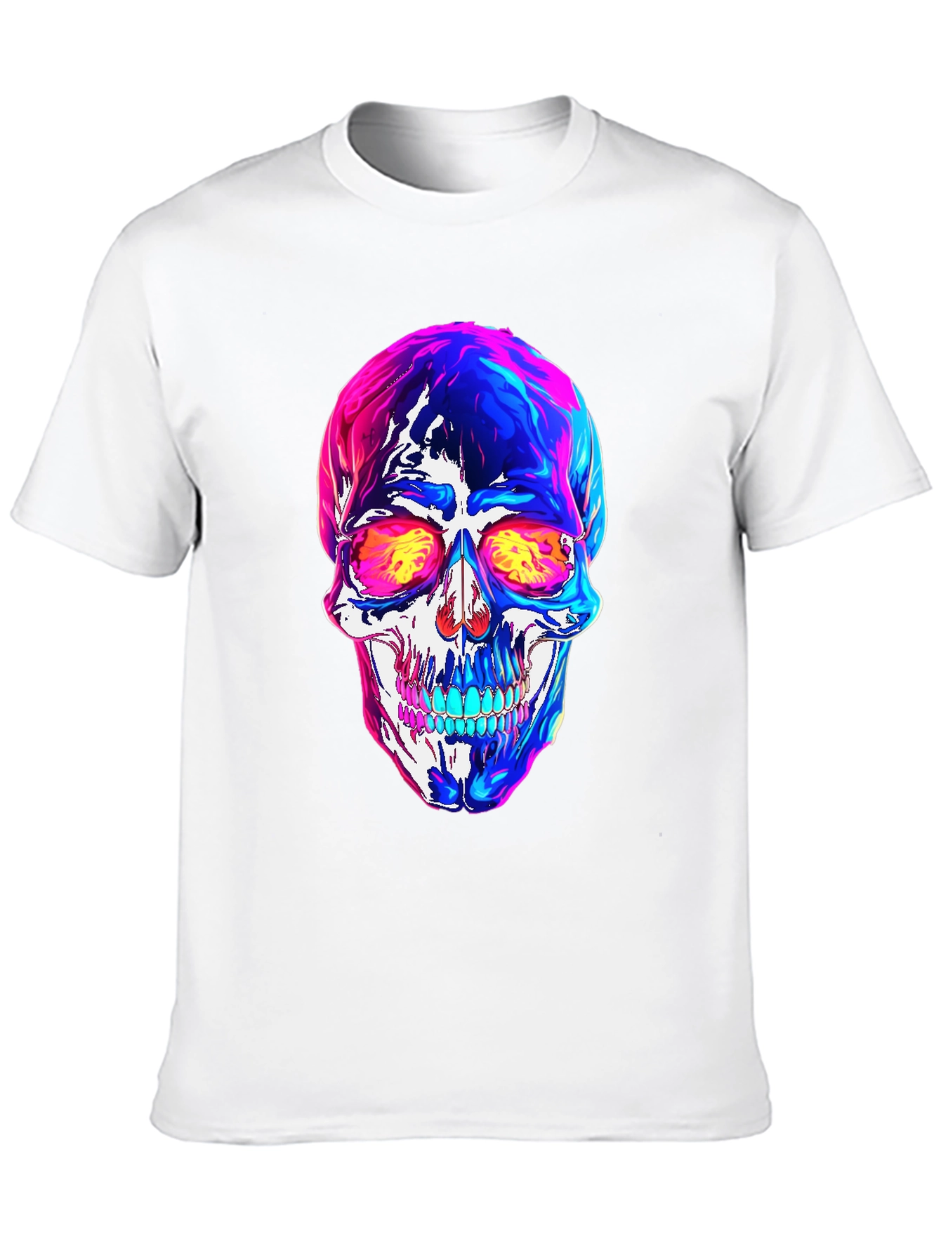 Vibrant Skull Graphic Tee - Black