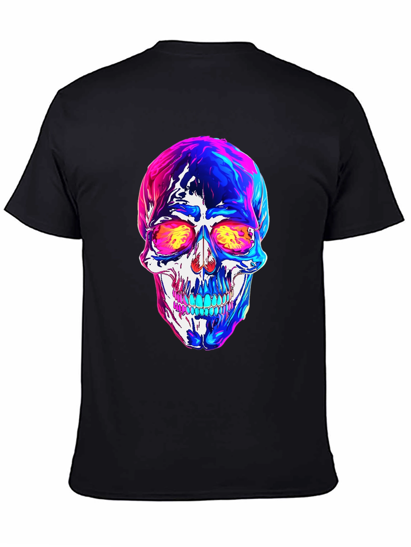 Vibrant Skull Graphic Tee - Black