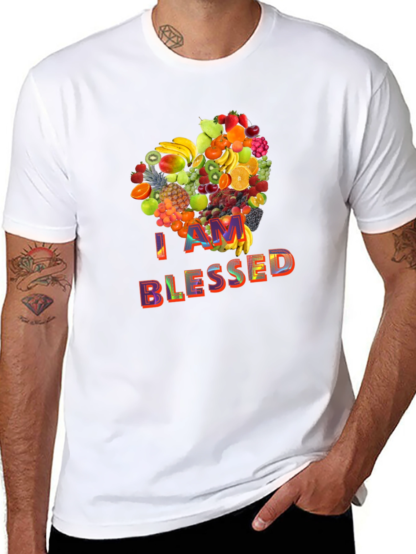 I Am Blessed Fruit Heart Graphic T-Shirt