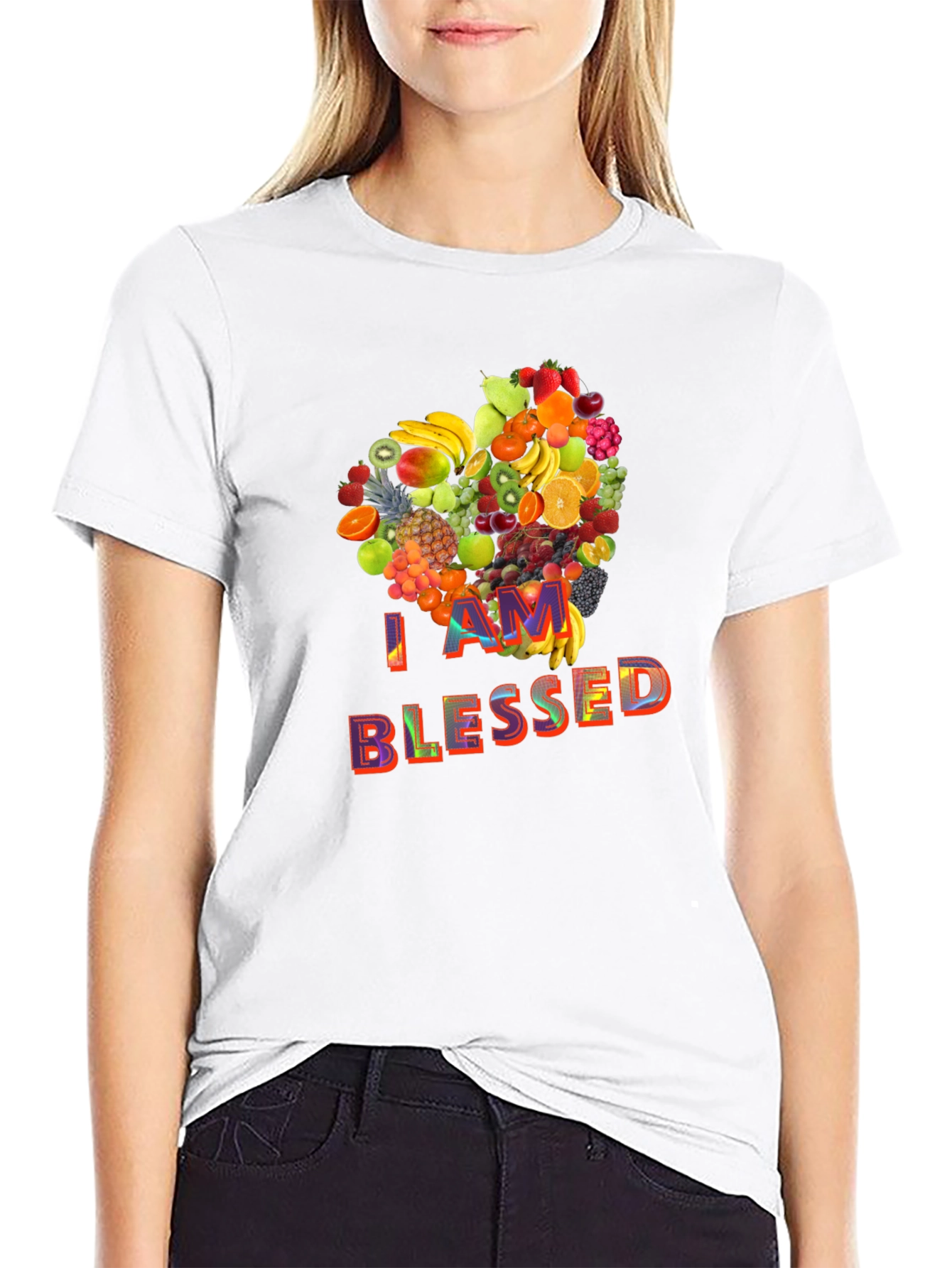 I Am Blessed Fruit Heart Graphic T-Shirt