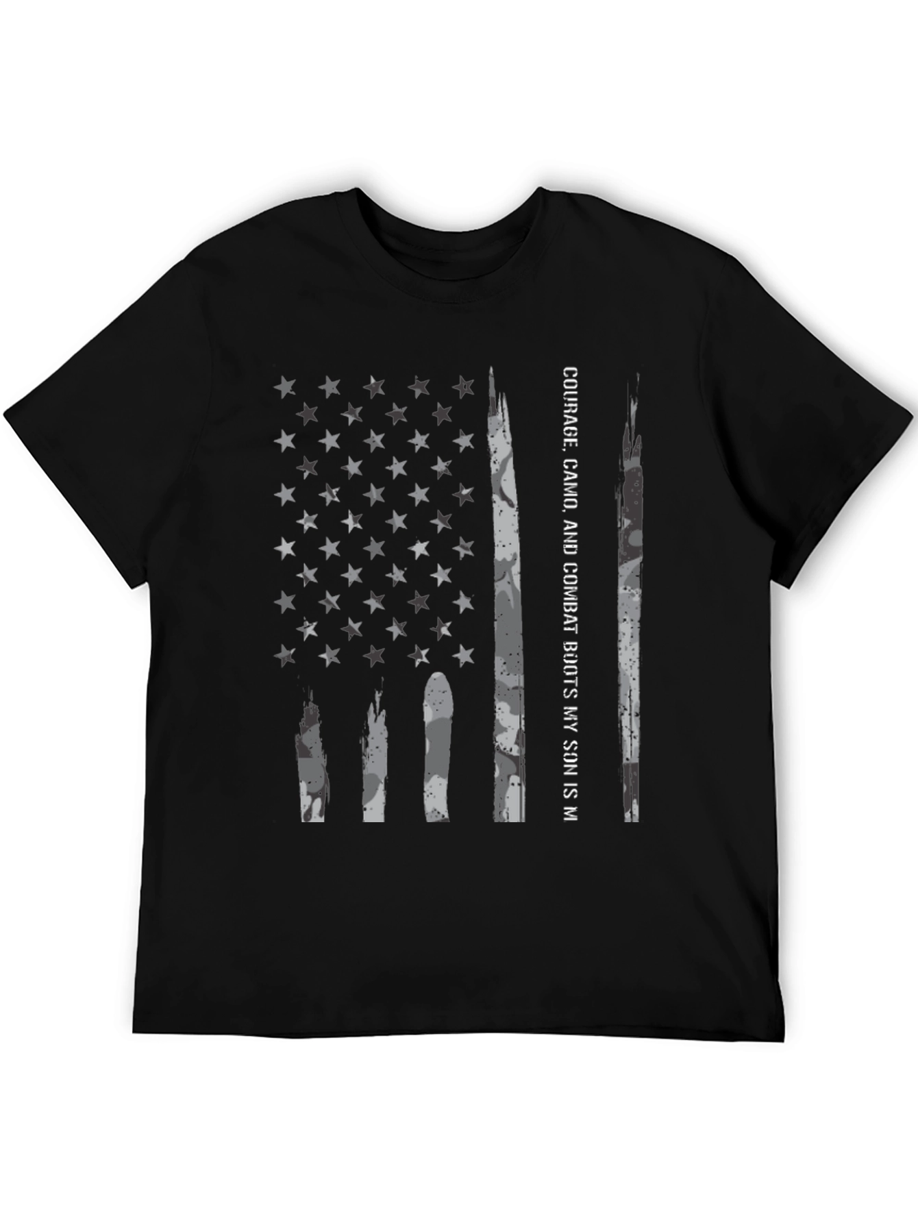 Courage Camo Combat Boots Son American Flag T-Shirt