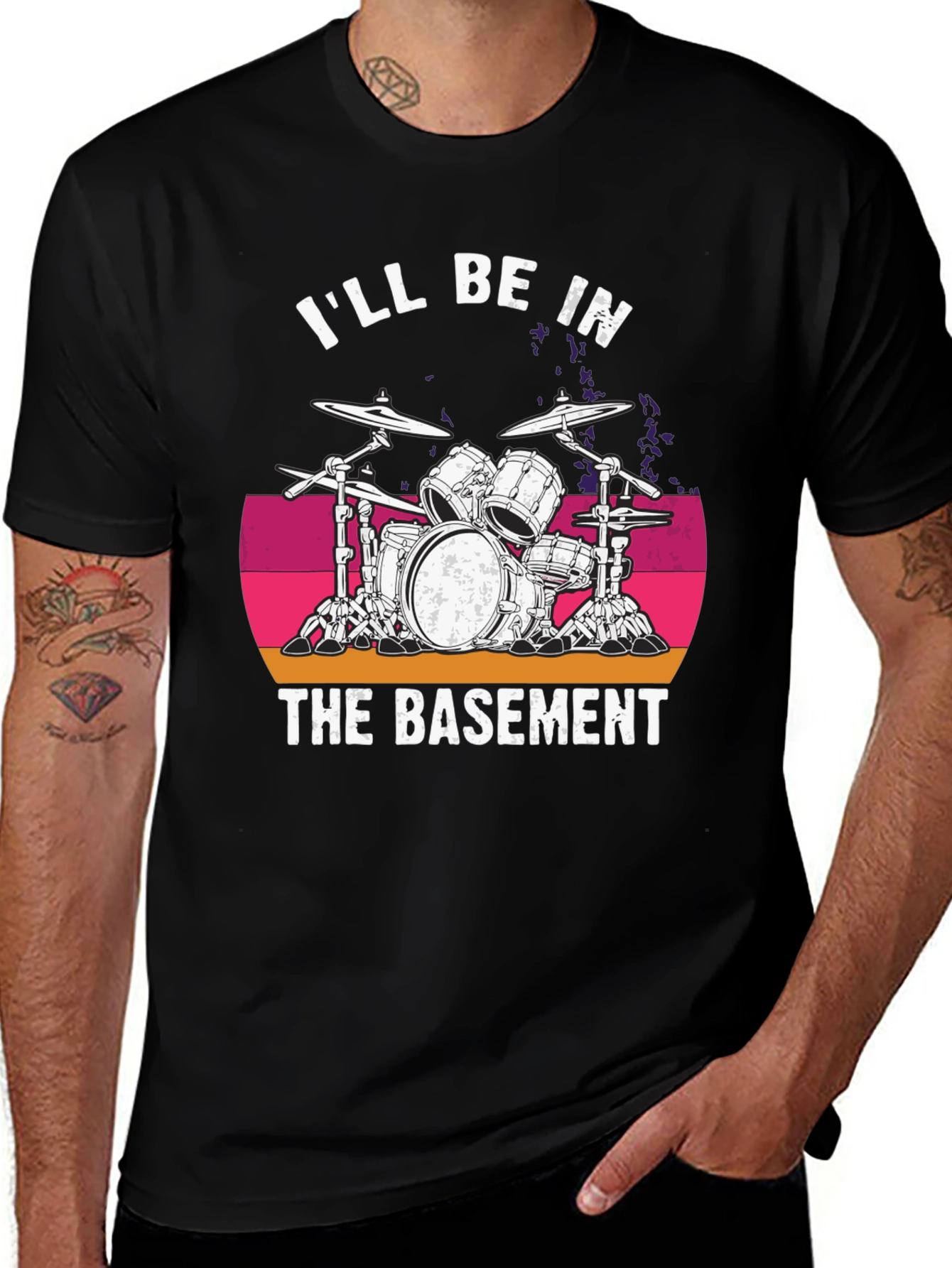 Ill Be In The Basement T-Shirt - Drum Set