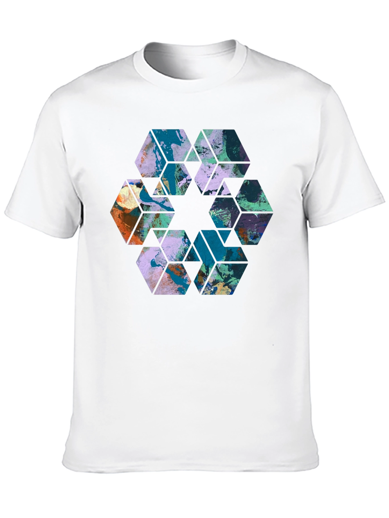 Abstract Hexagon Graphic Print Black Tee