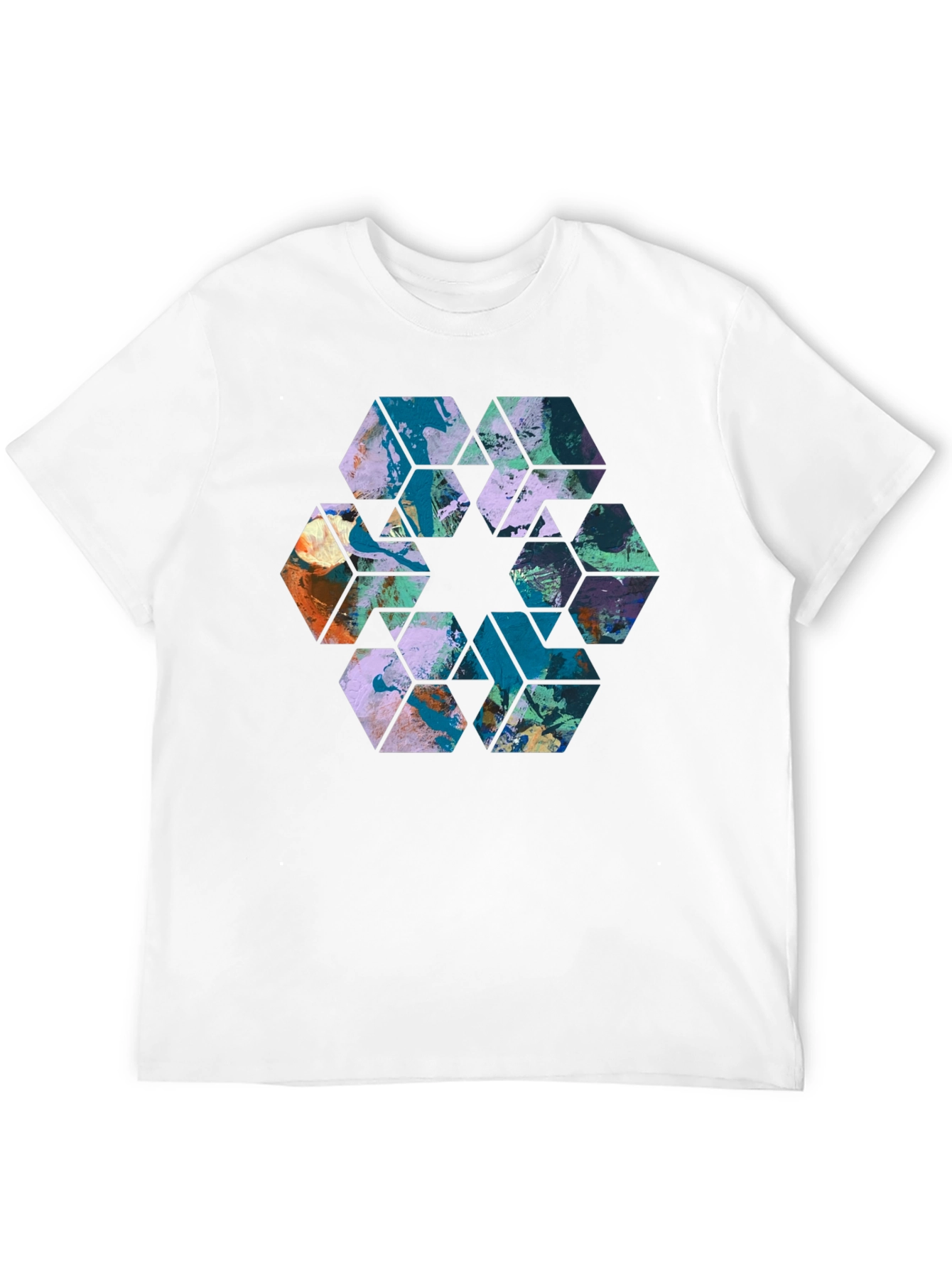 Abstract Hexagon Graphic Print Black Tee